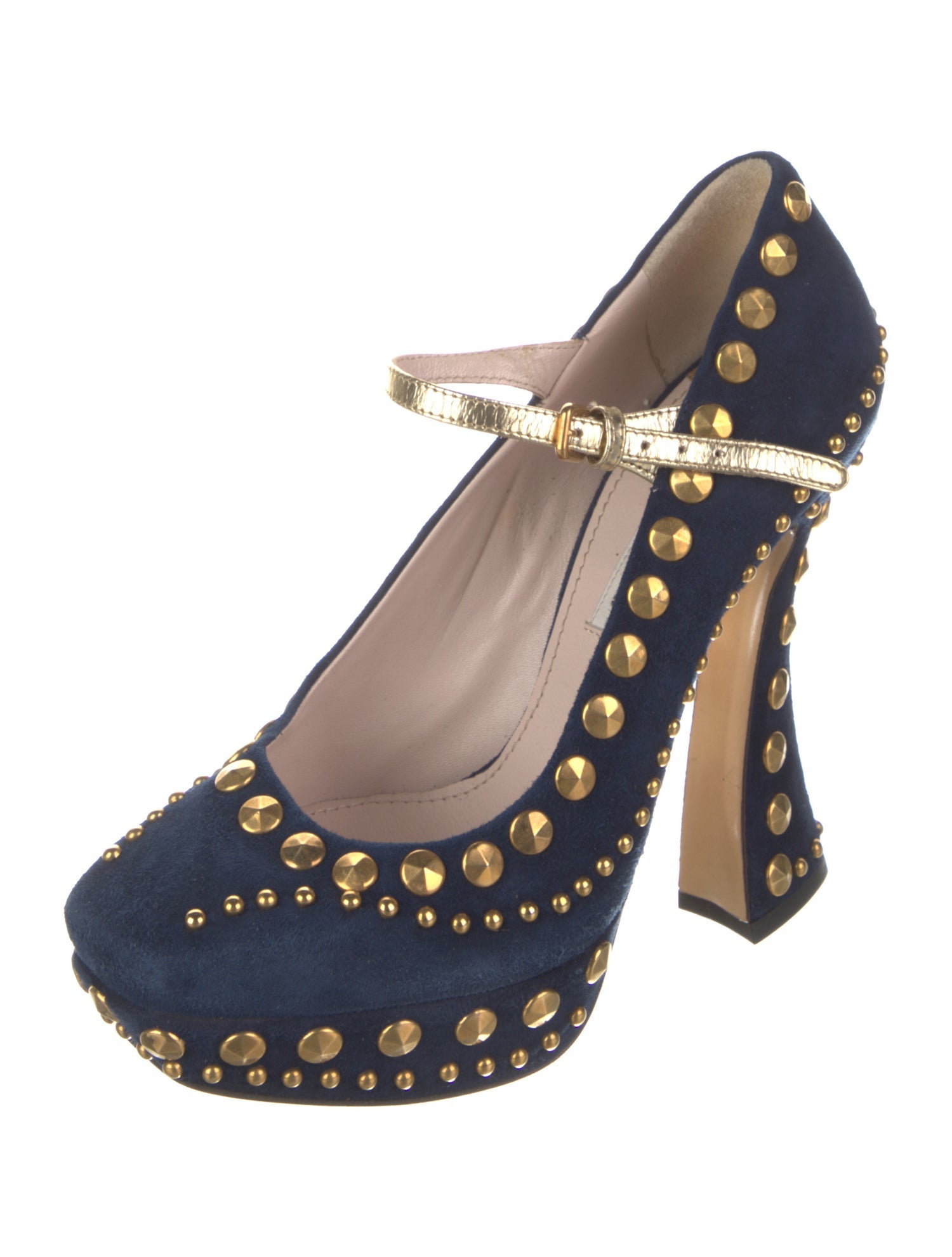 Miu Miu Suede Studded Accents Pumps