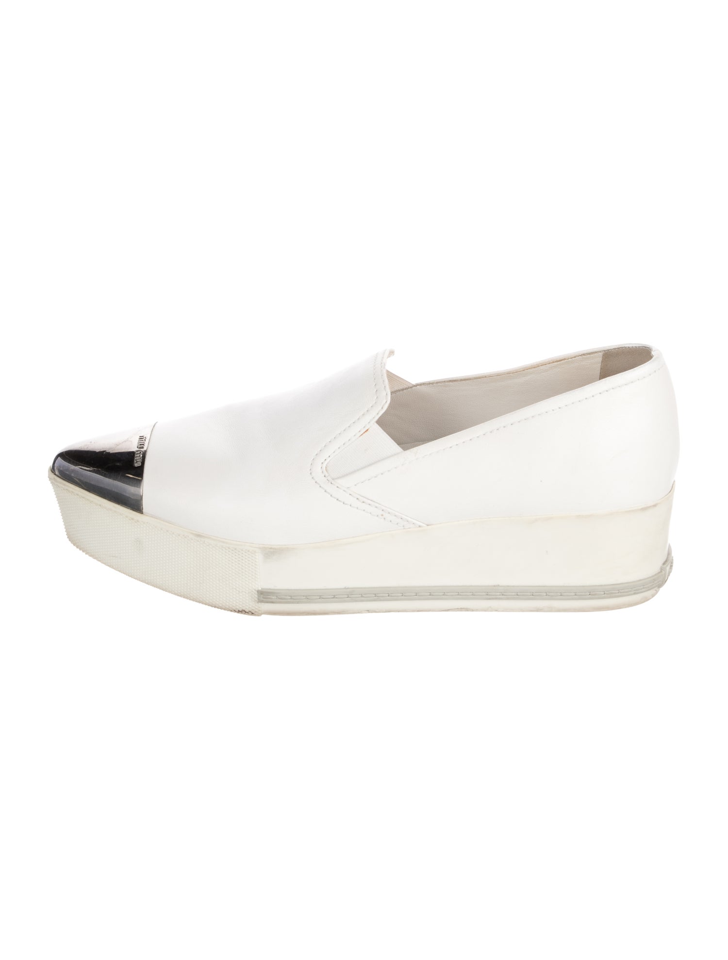 Miu Miu Leather Colorblock Pattern Sneakers