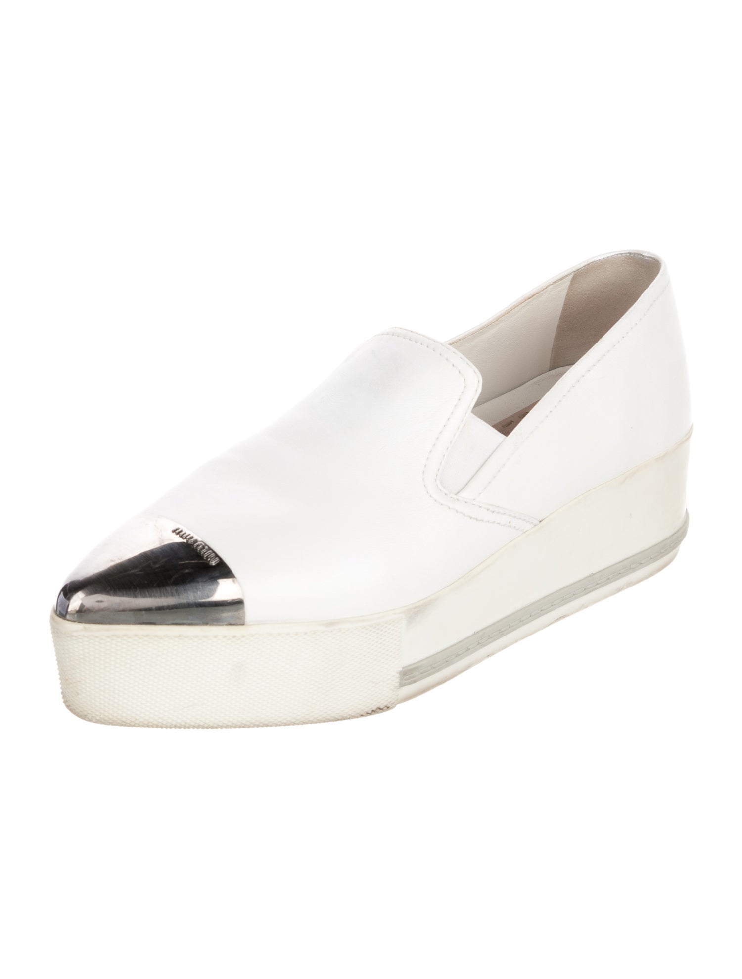 Miu Miu Leather Colorblock Pattern Sneakers