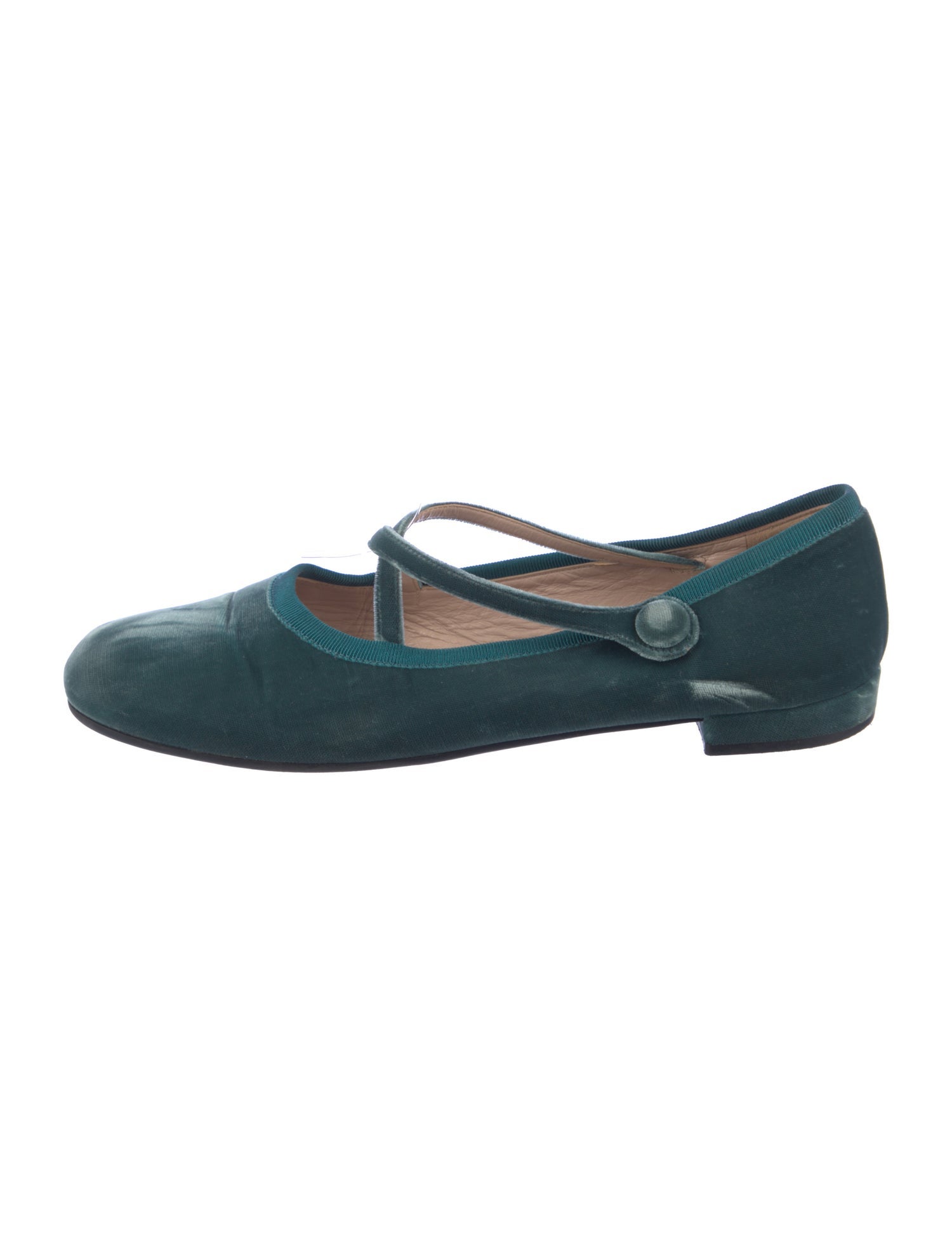 Miu Miu Velvet Grosgrain Trim Mary Jane Flats