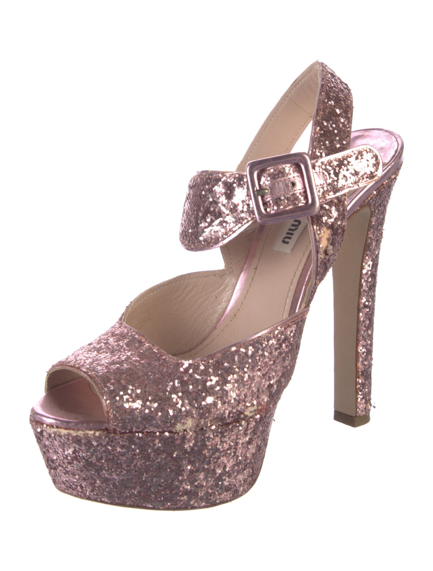 Miu Miu Glitter Glitter Accents Slingback Pumps