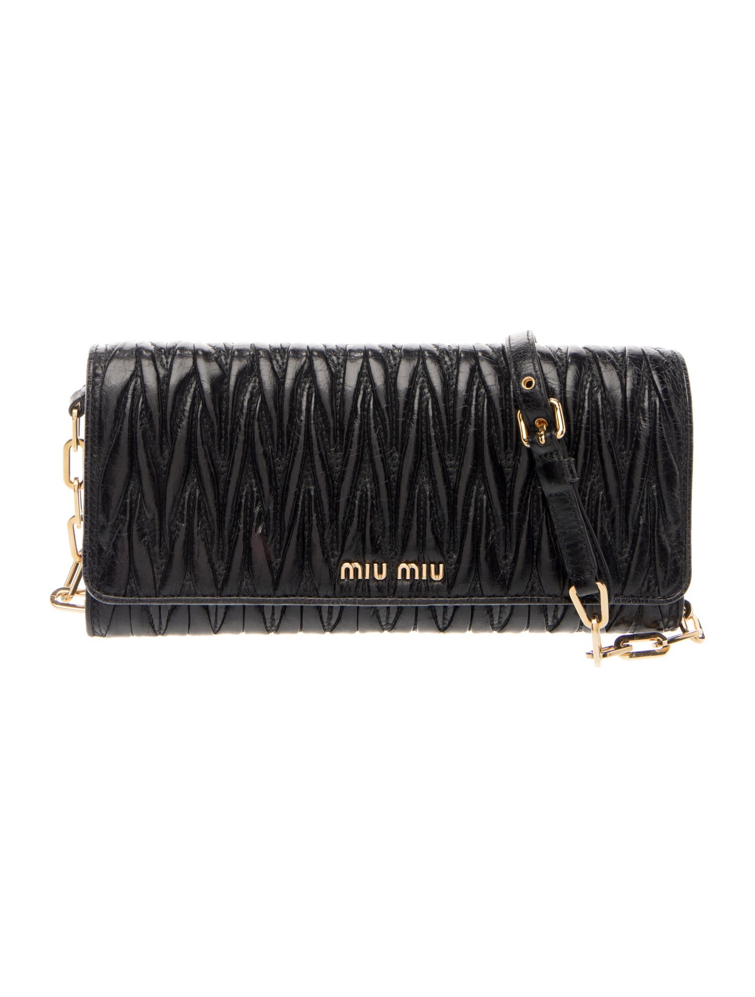 Miu Miu Leather Leather Matelassé Wallet on Chain