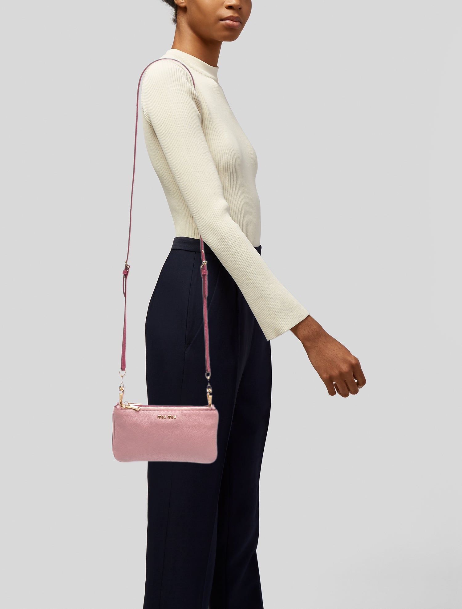 Miu Miu Goat Leather Chèvre Double Zip Crossbody Bag