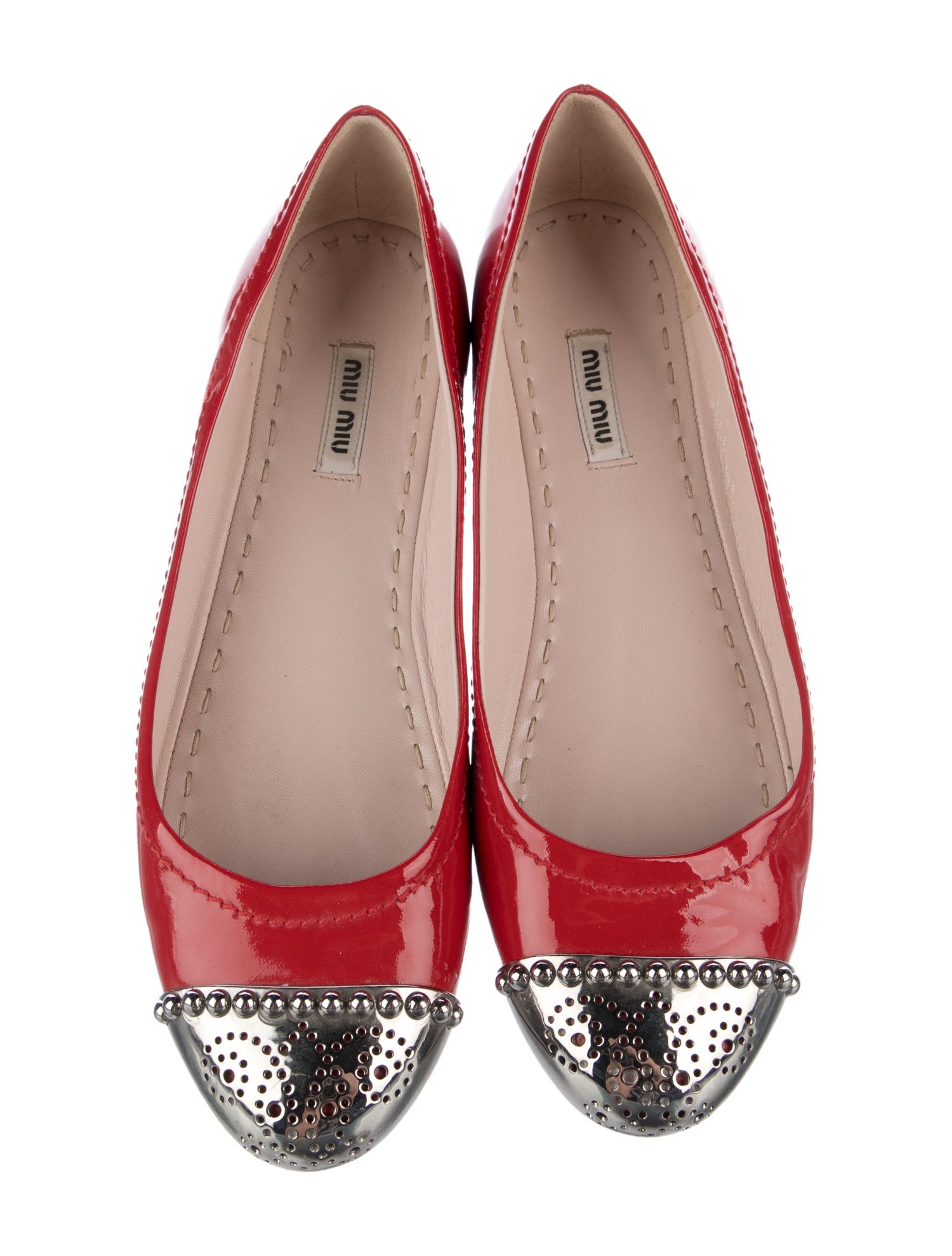 Miu Miu Patent Leather Colorblock Pattern Ballet Flats