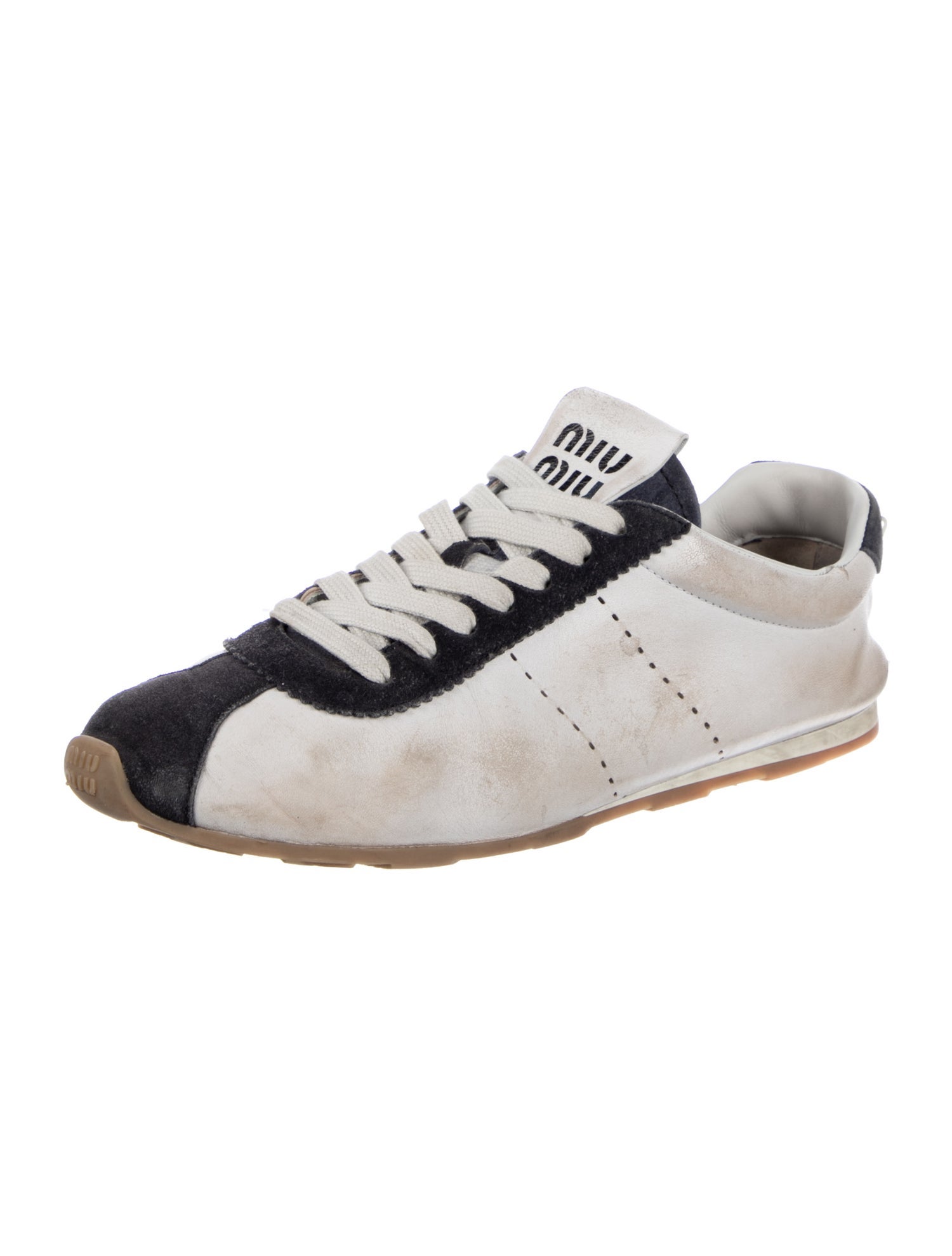 Miu Miu Suede Distressed Accents Sneakers