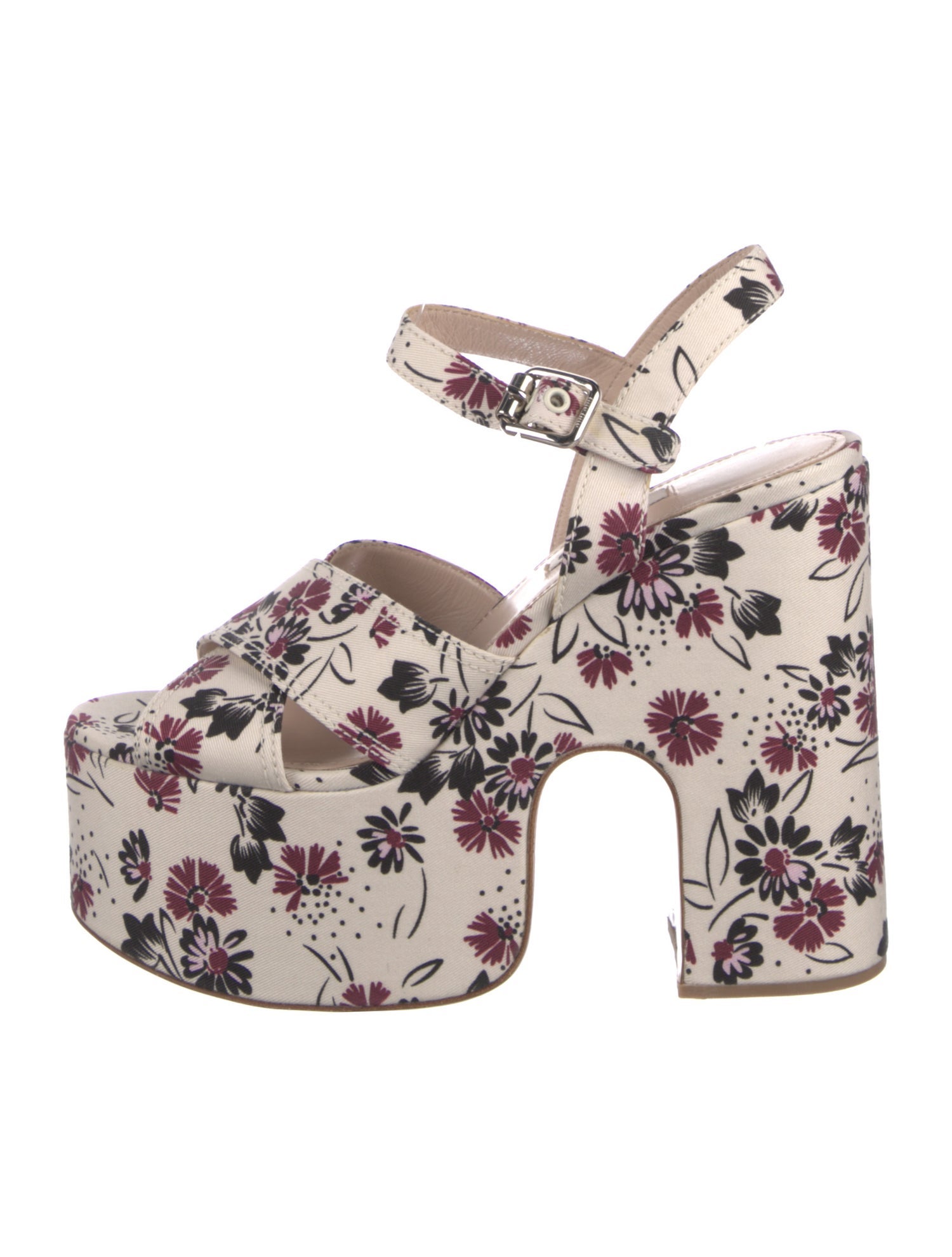 Miu Miu Canvas Floral Print D'Orsay Pumps
