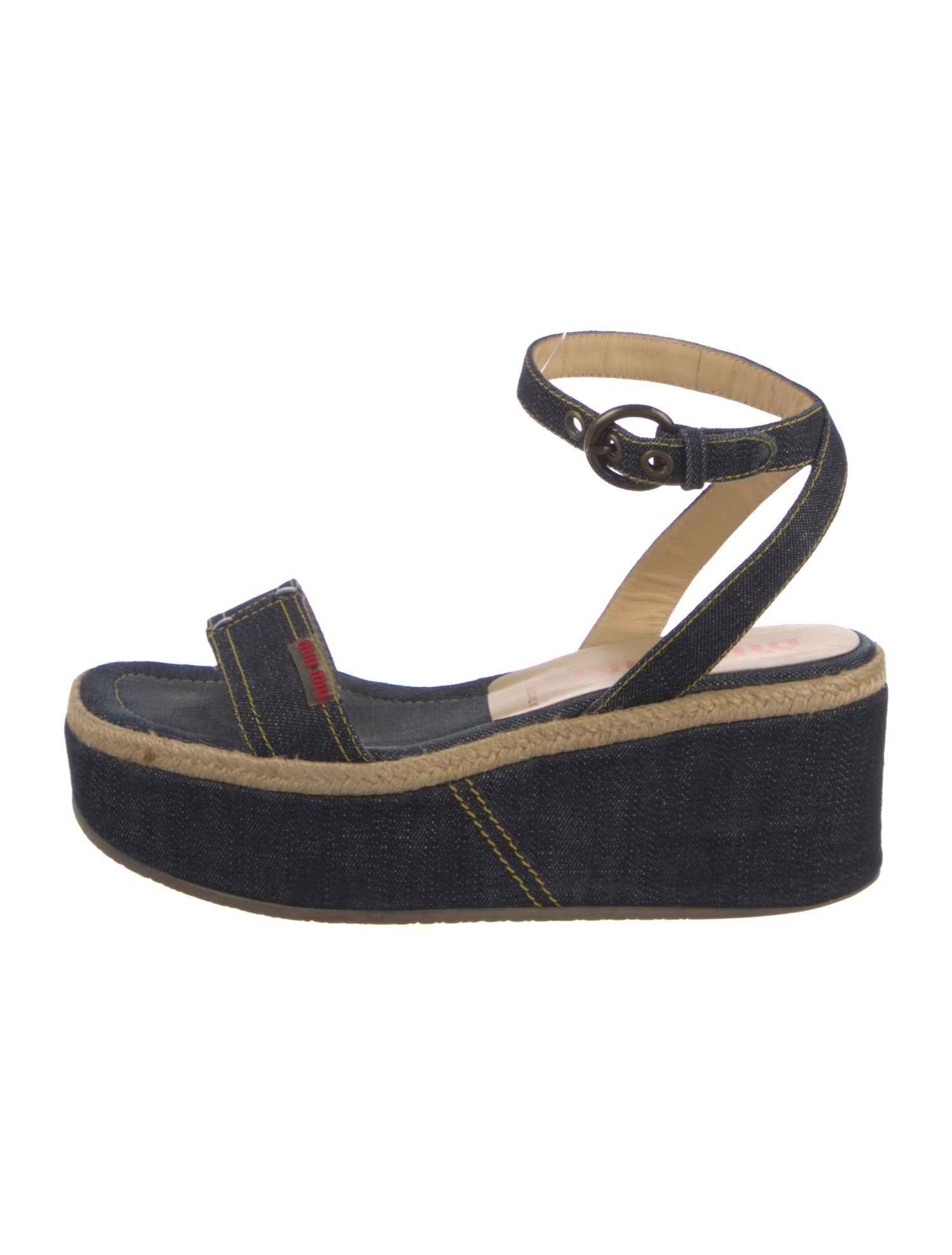 Miu Miu Denim Braided Accents Espadrilles