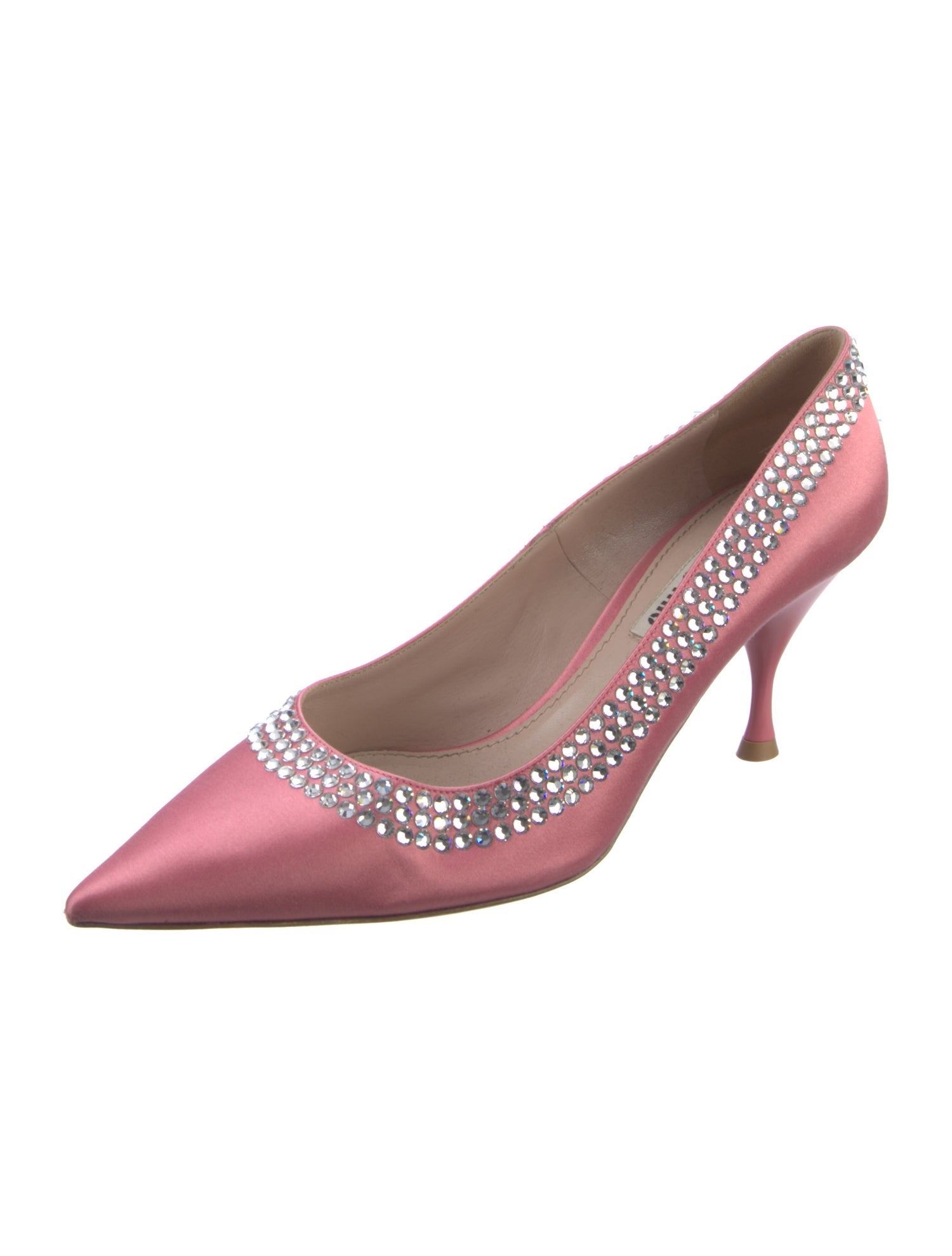 Miu Miu Satin Crystal Embellishments Pumps