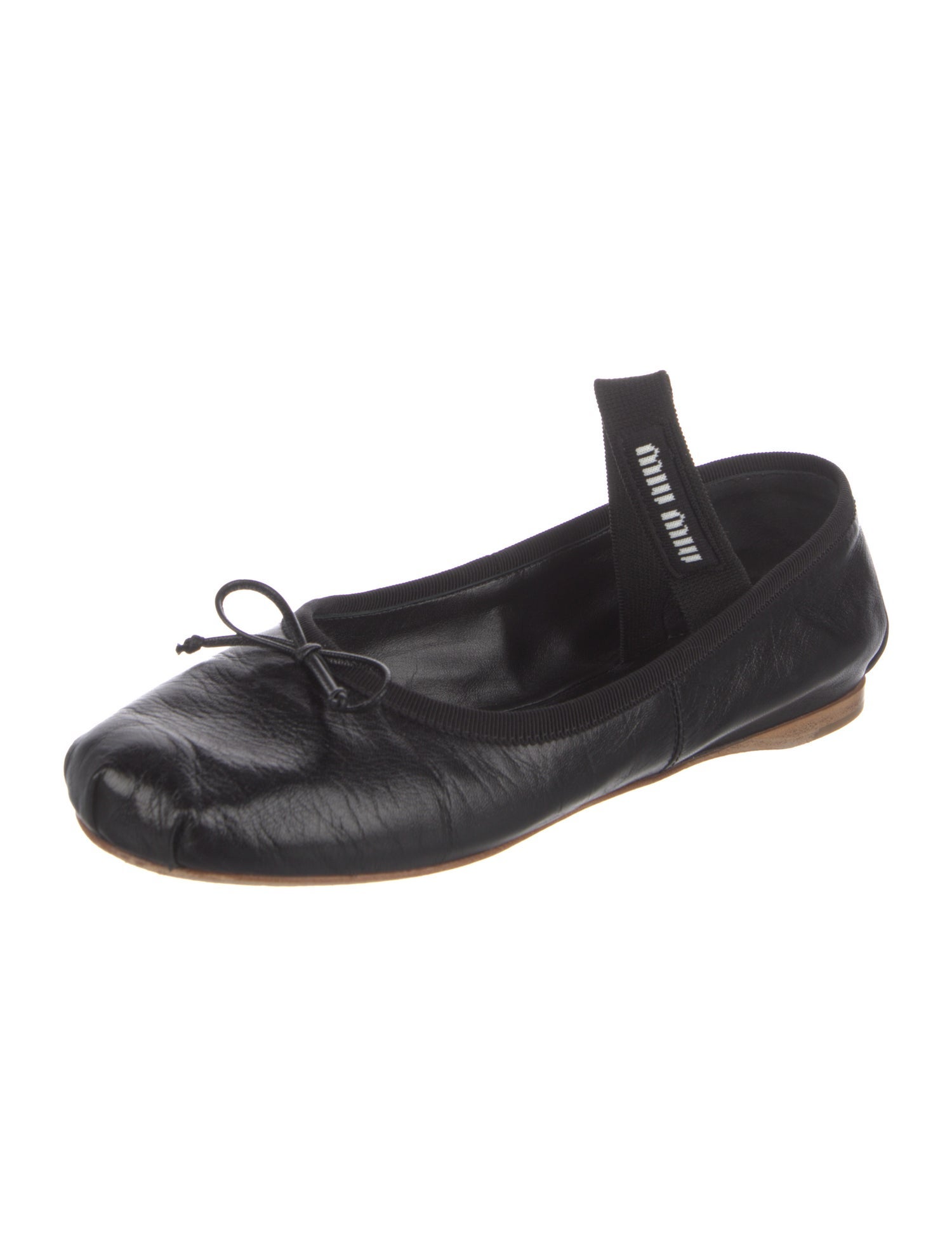 Miu Miu Leather Bow Accents Ballet Flats