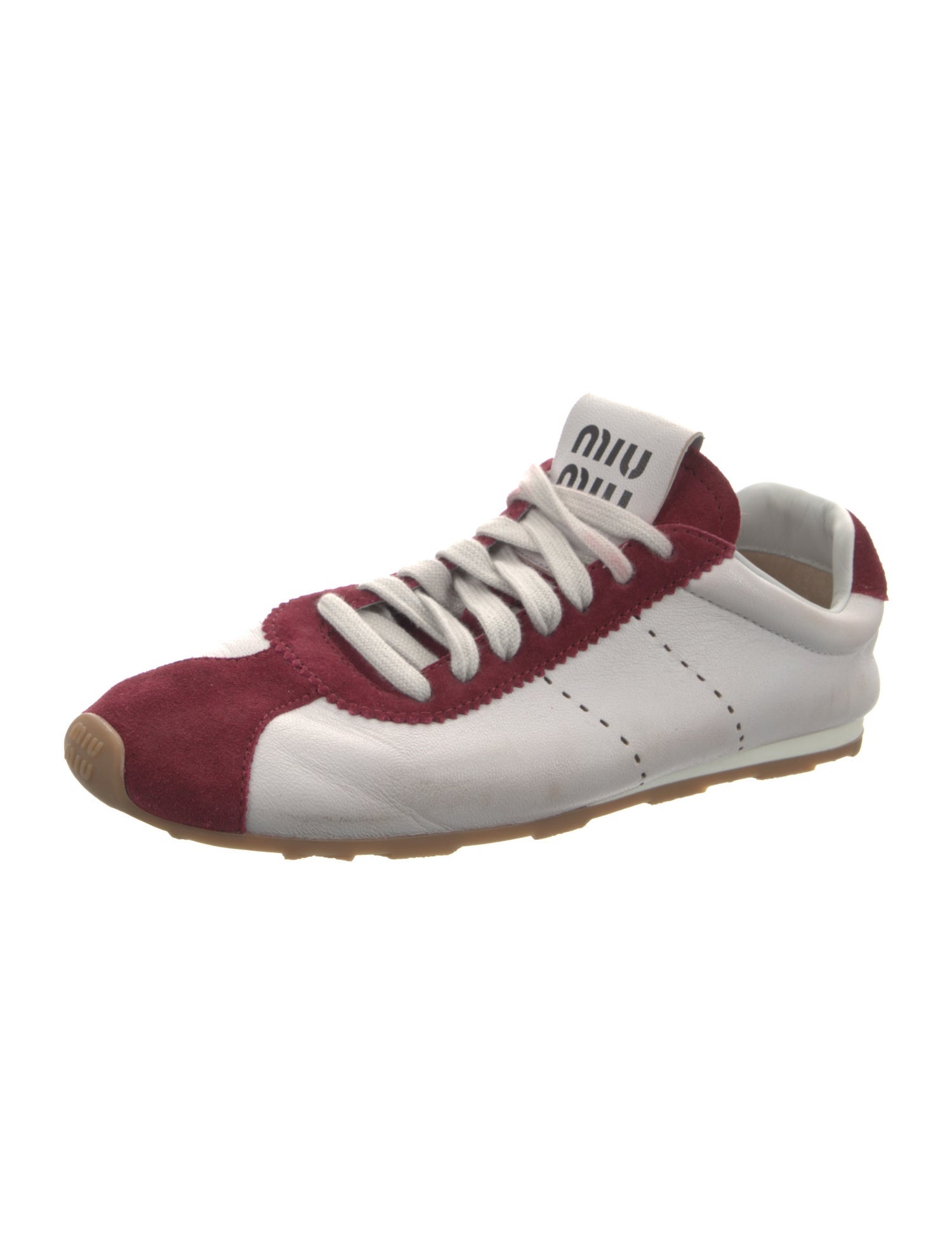 Miu Miu Leather Colorblock Pattern Sneakers