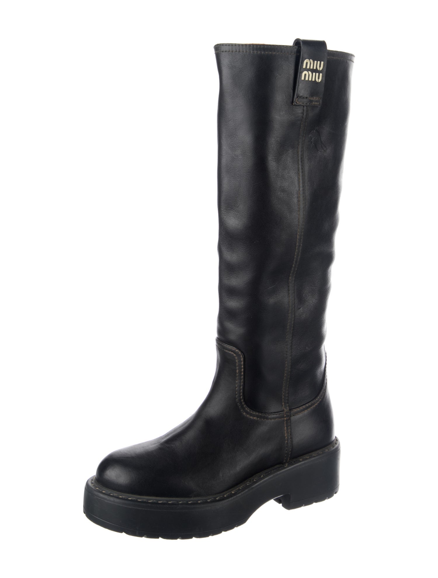Miu Miu Leather Riding Boots