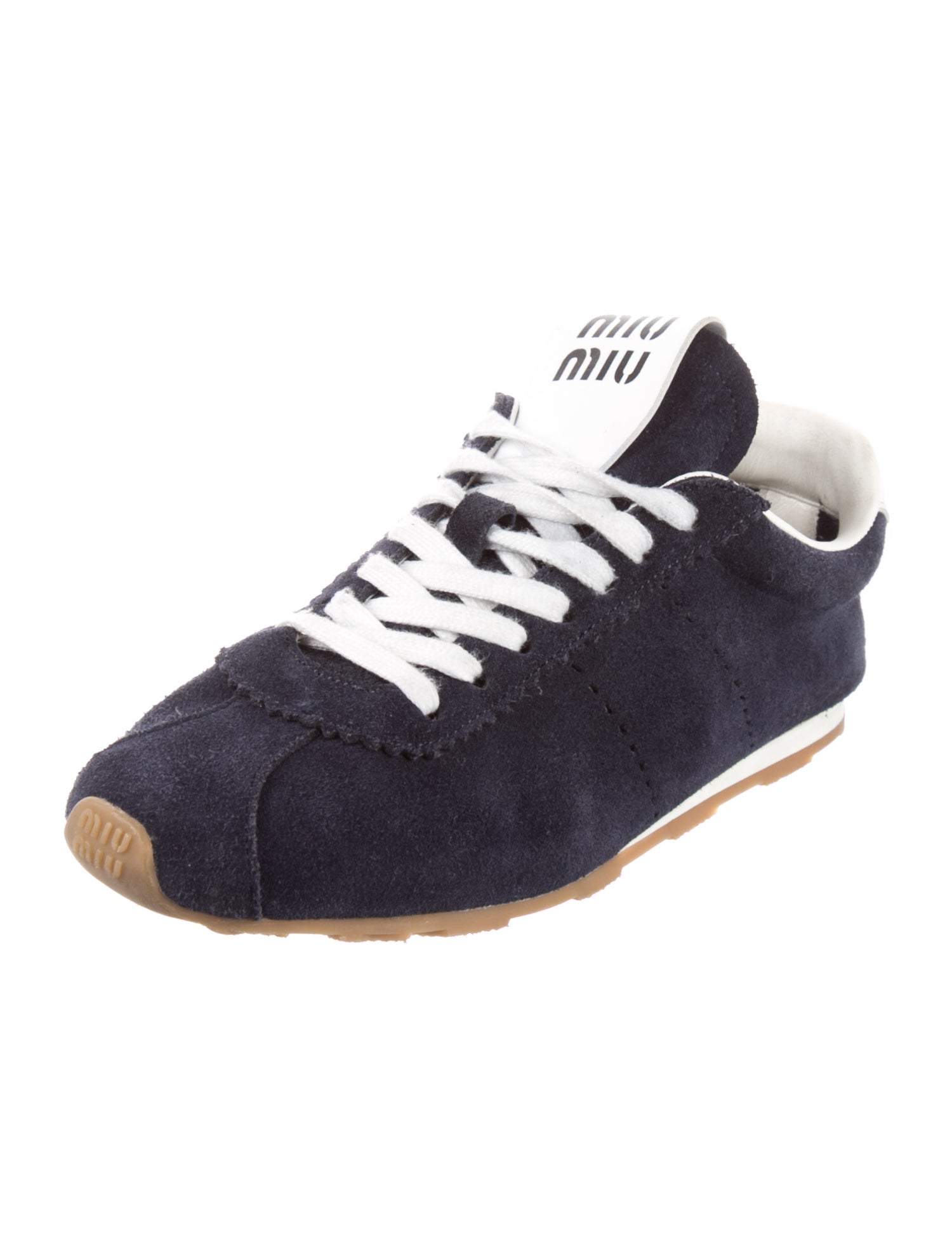 Miu Miu Suede Leather Trim Embellishment Sneakers