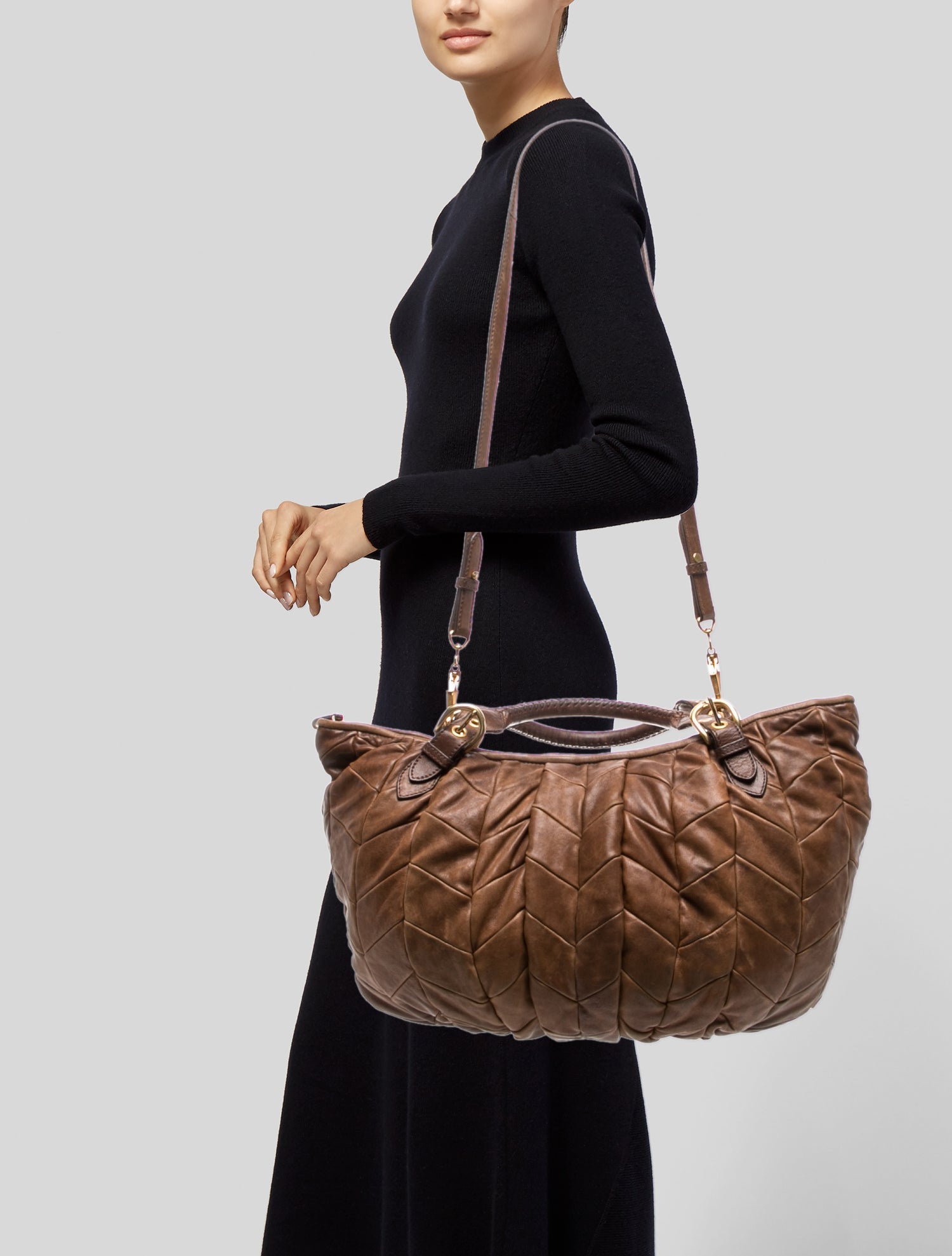 Miu Miu Leather Matelasse Leather Shoulder Bag