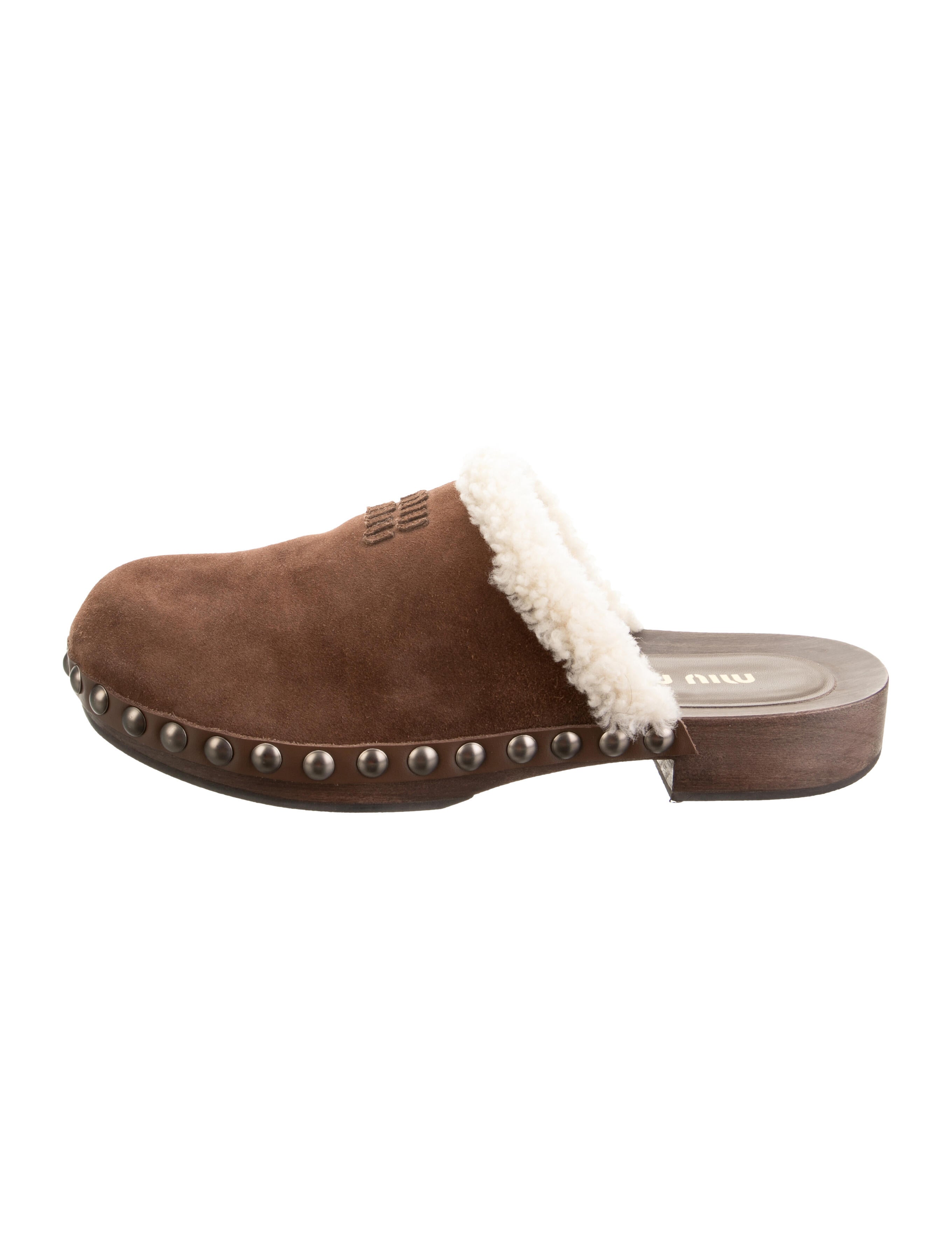 Miu Miu Suede Studded Accents Mules