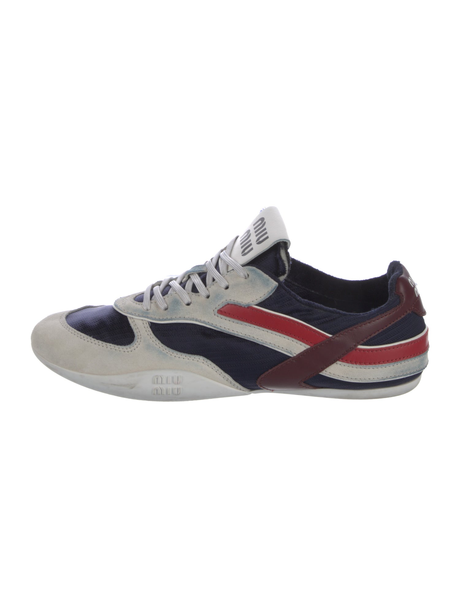 Miu Miu Leather Colorblock Pattern Sneakers
