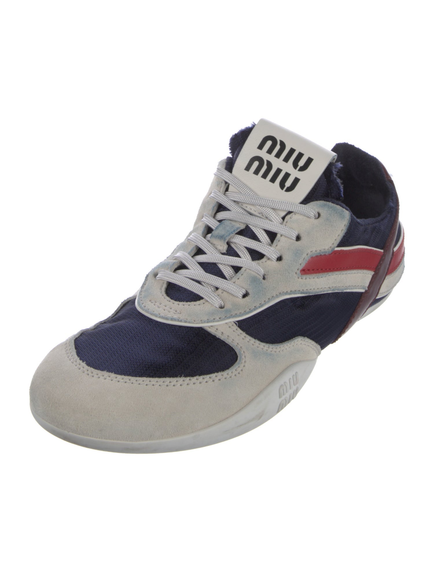 Miu Miu Leather Colorblock Pattern Sneakers