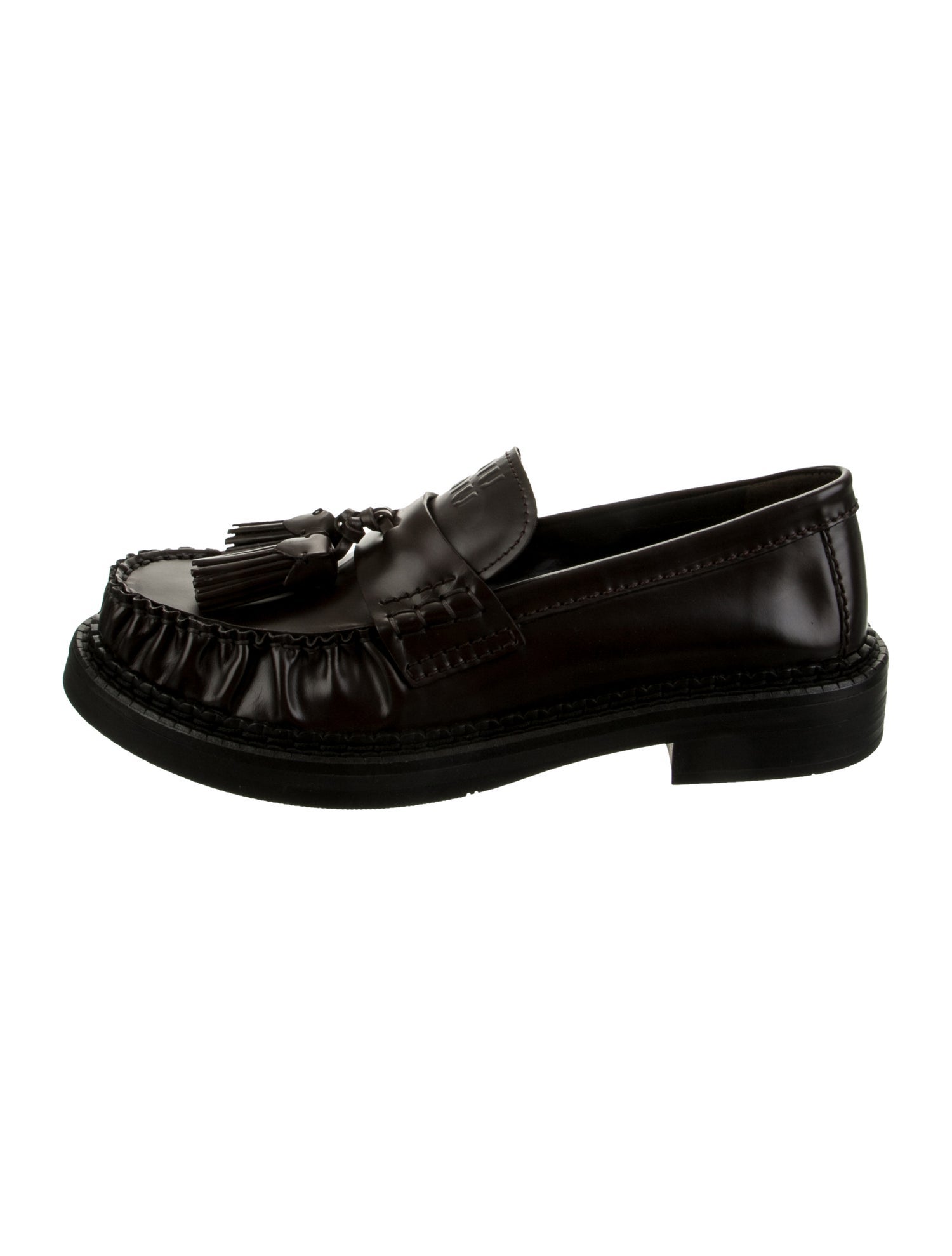 Miu Miu Leather Tassel Accents Loafers