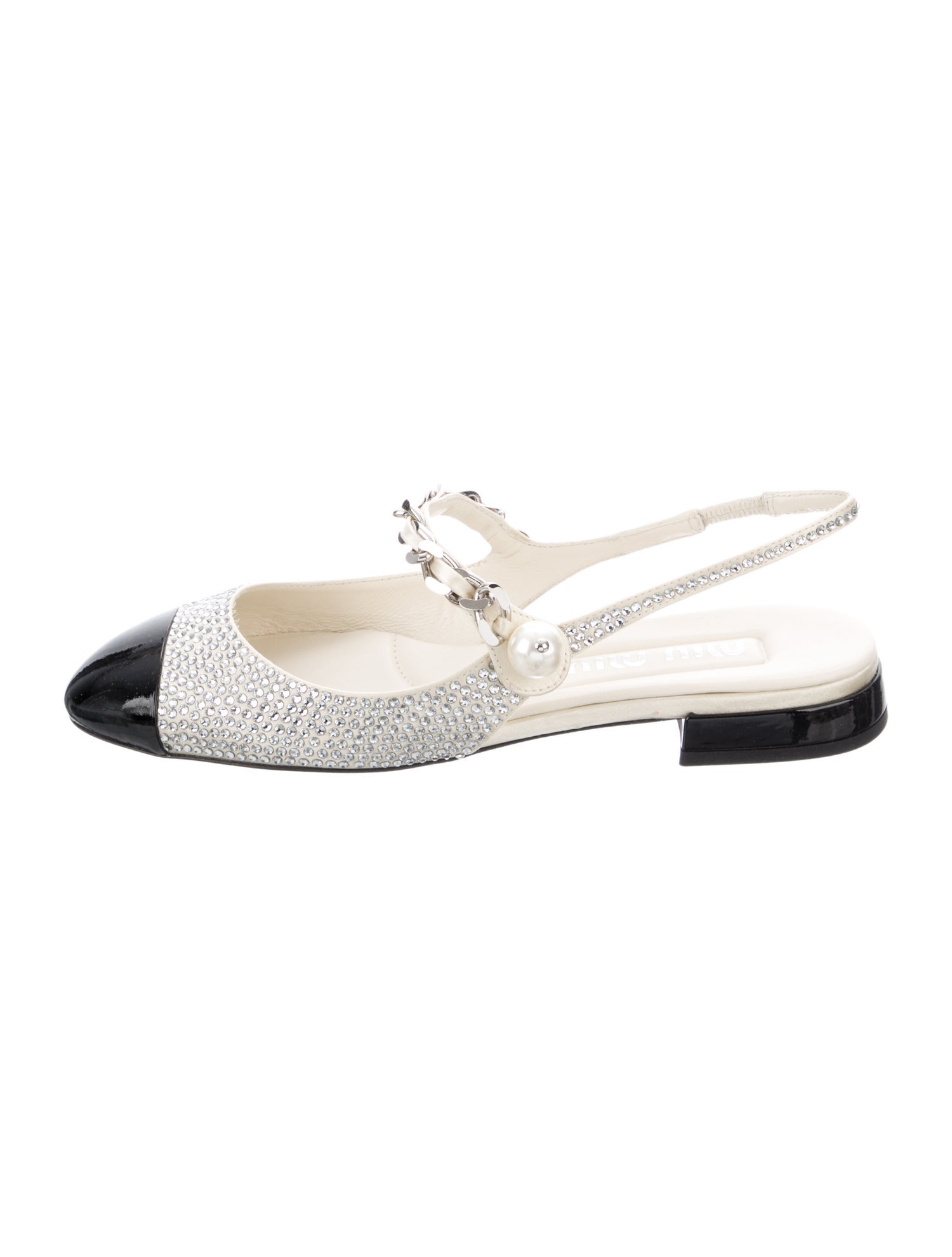 Miu Miu Colorblock Pattern Chain-Link Accents Slingback Flats