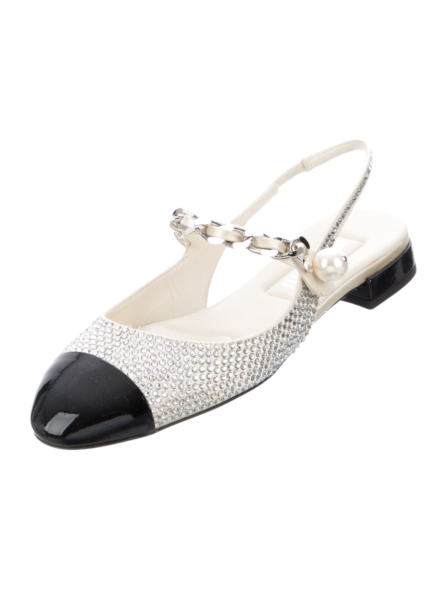 Miu Miu Colorblock Pattern Chain-Link Accents Slingback Flats