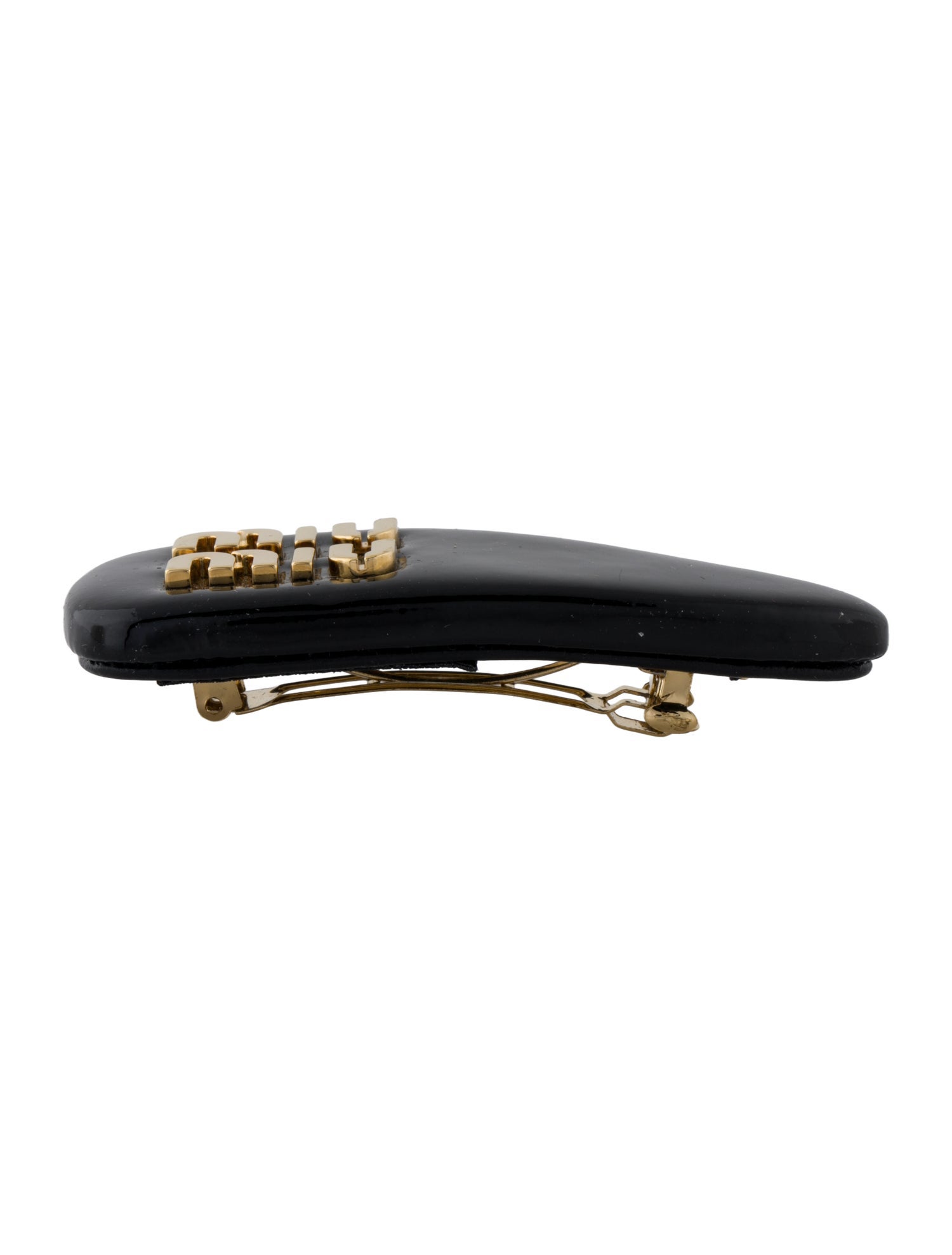Miu Miu Patent Leather Logo Hair Clip