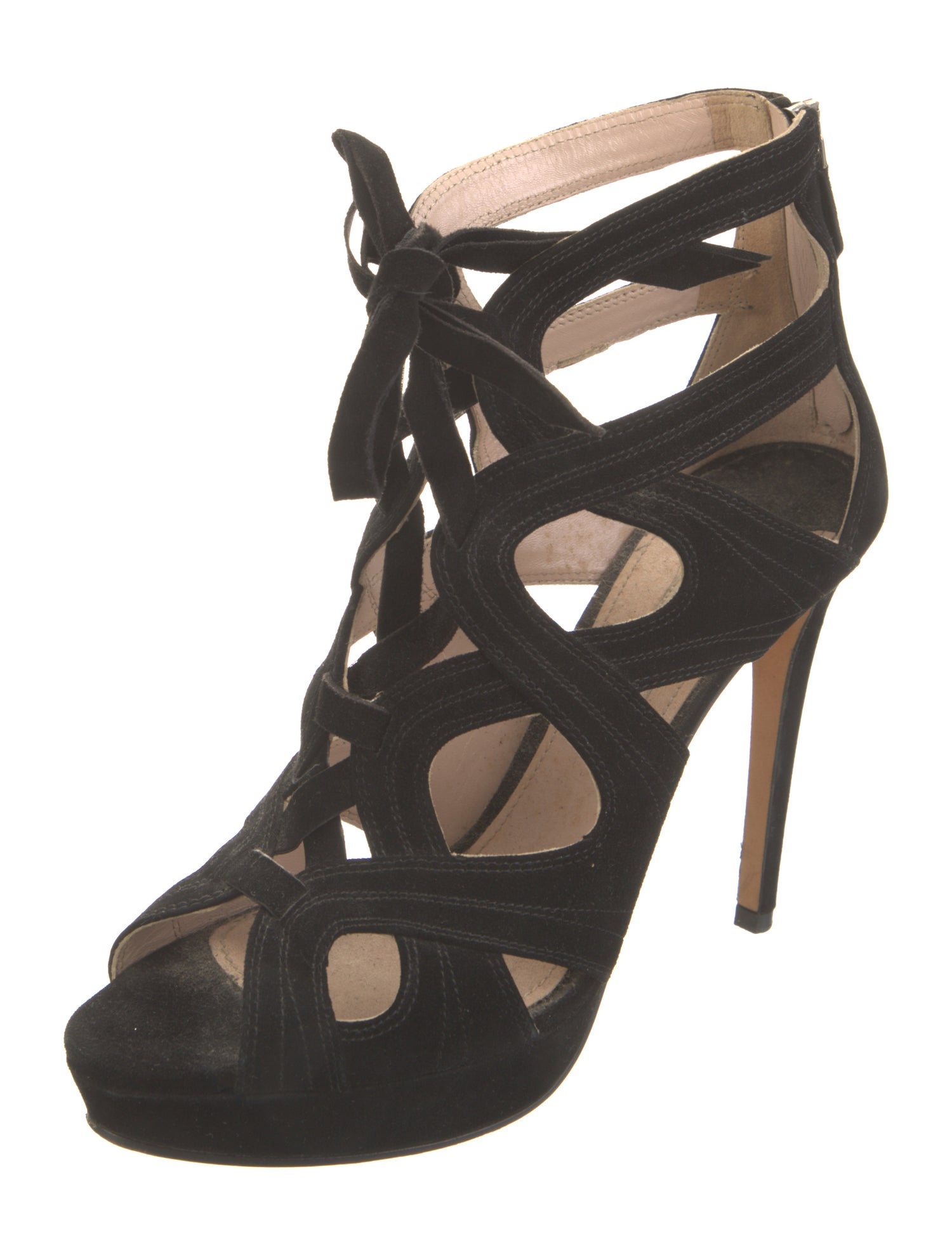 Miu Miu Suede Cutout Accent Pumps