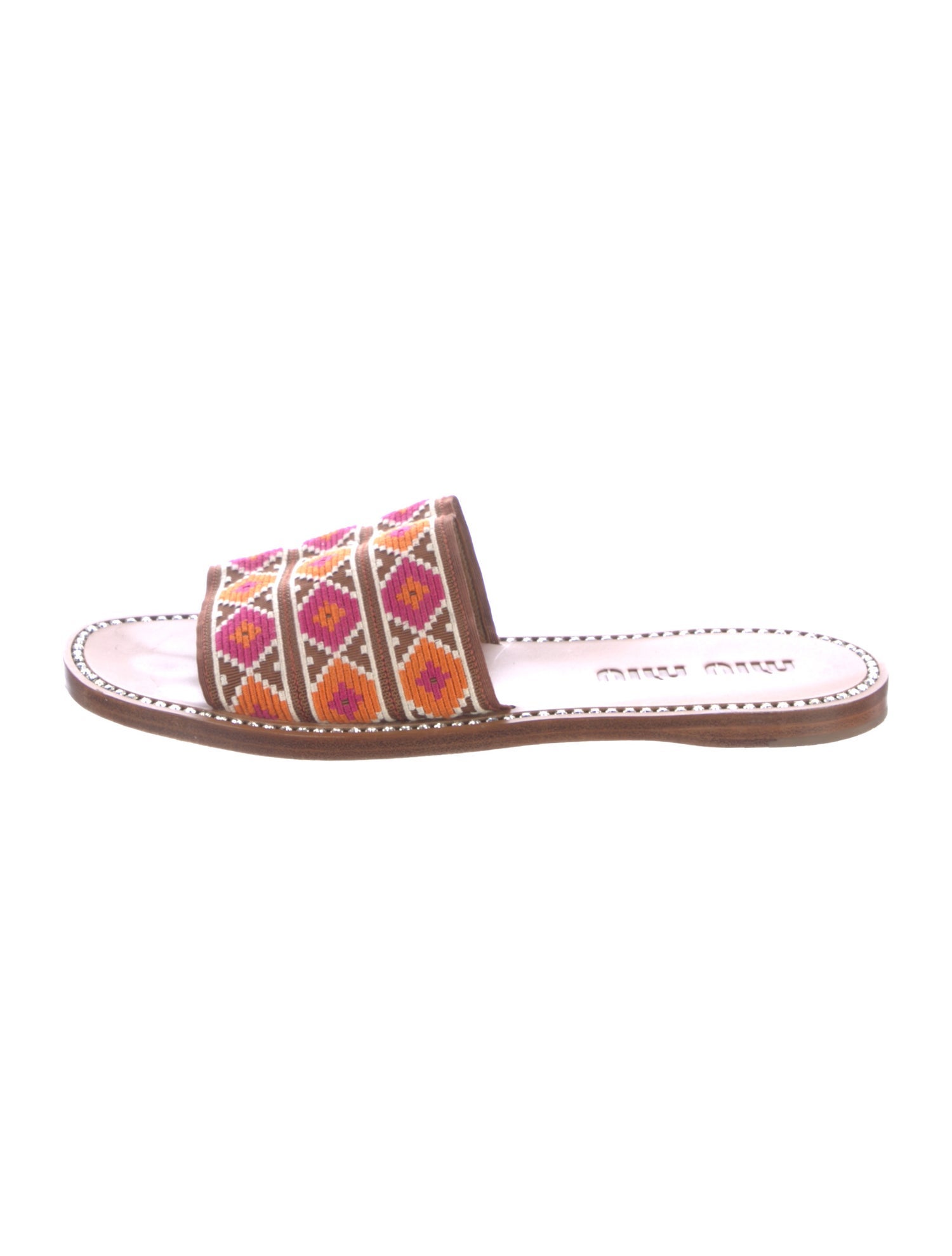 Miu Miu Leather Patterned Slides