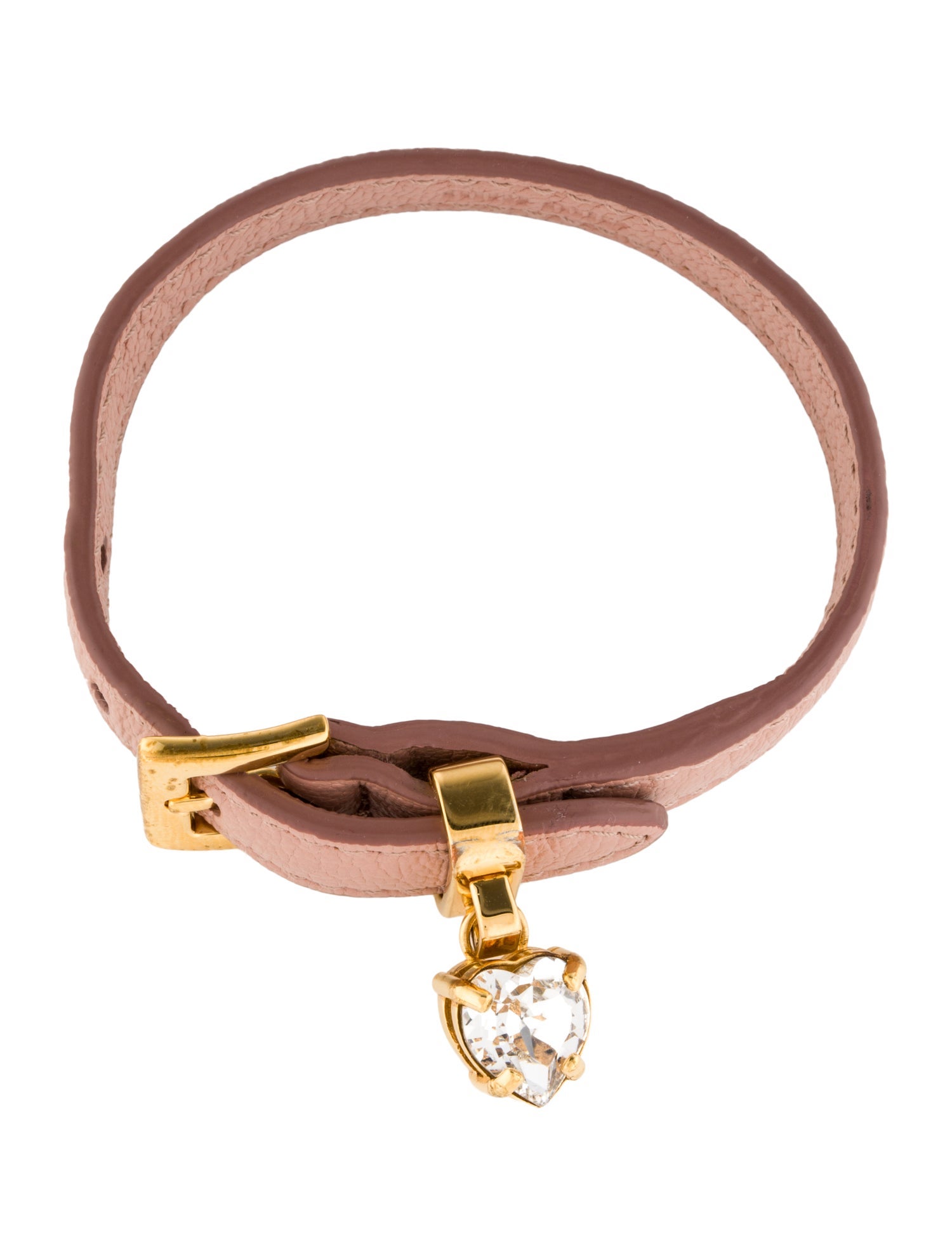 Miu Miu Crystal & Leather Heart Wrap Bracelet
