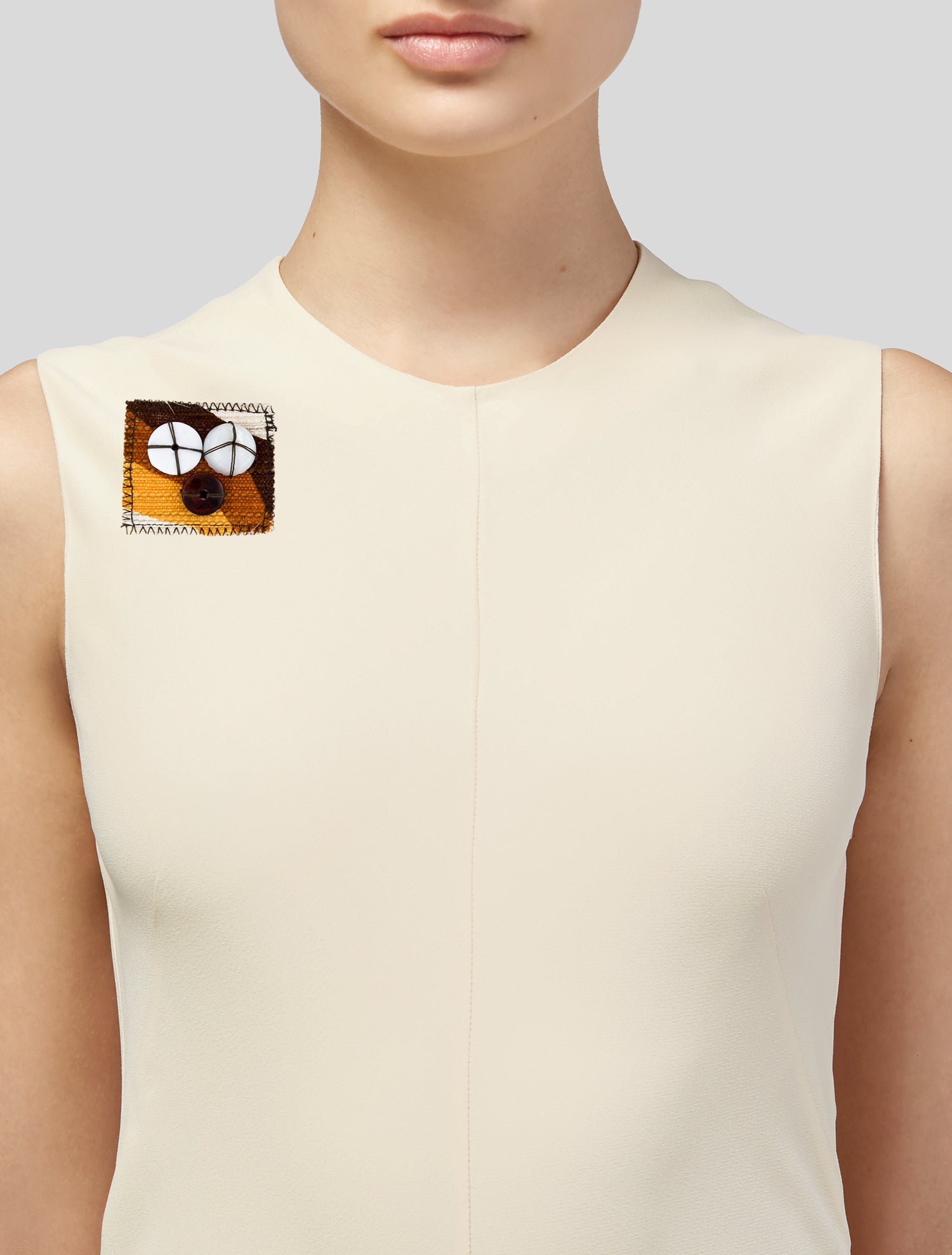 Miu Miu Fabric & Button Pin Brooch