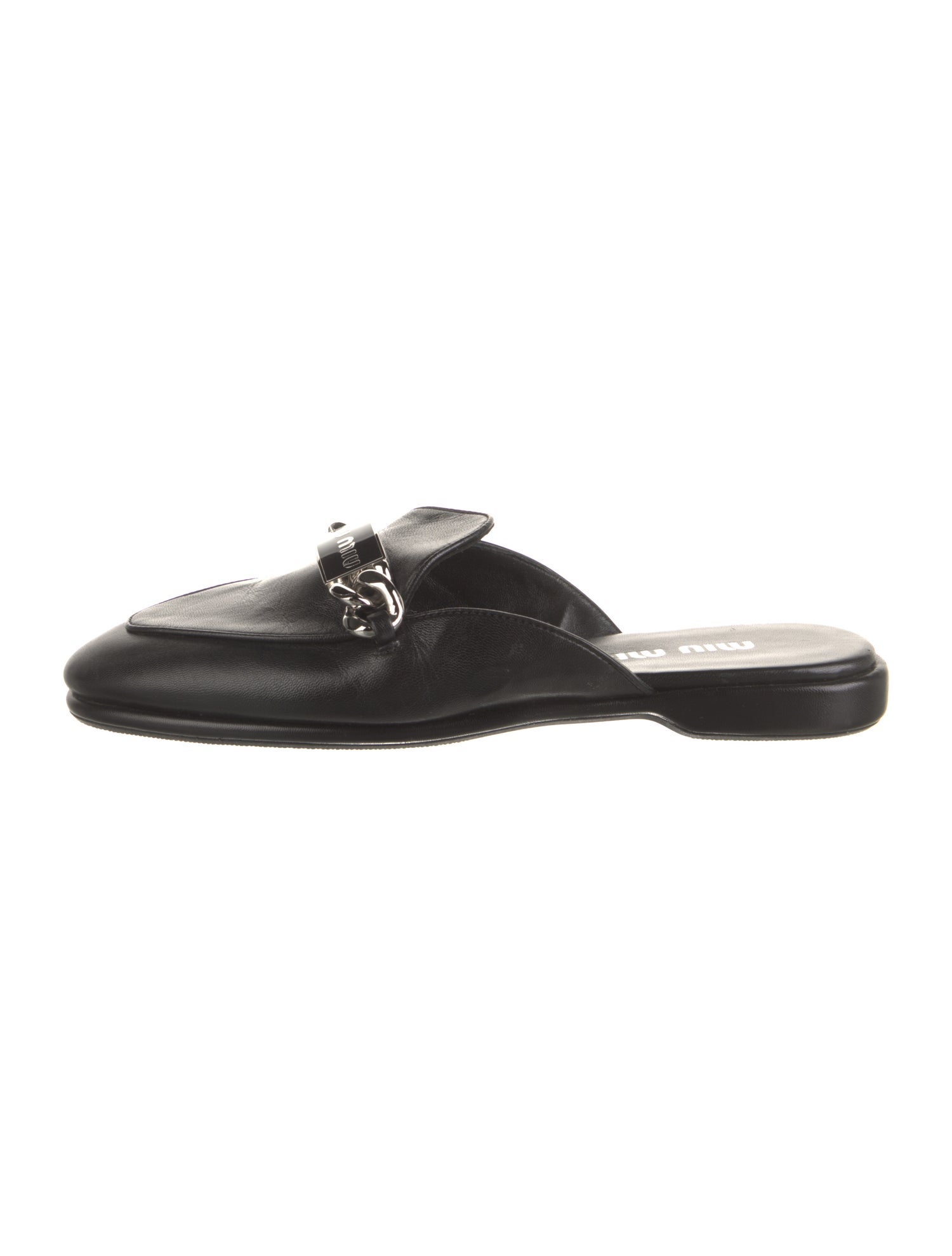 Miu Miu Leather Chain-Link Accents Mules