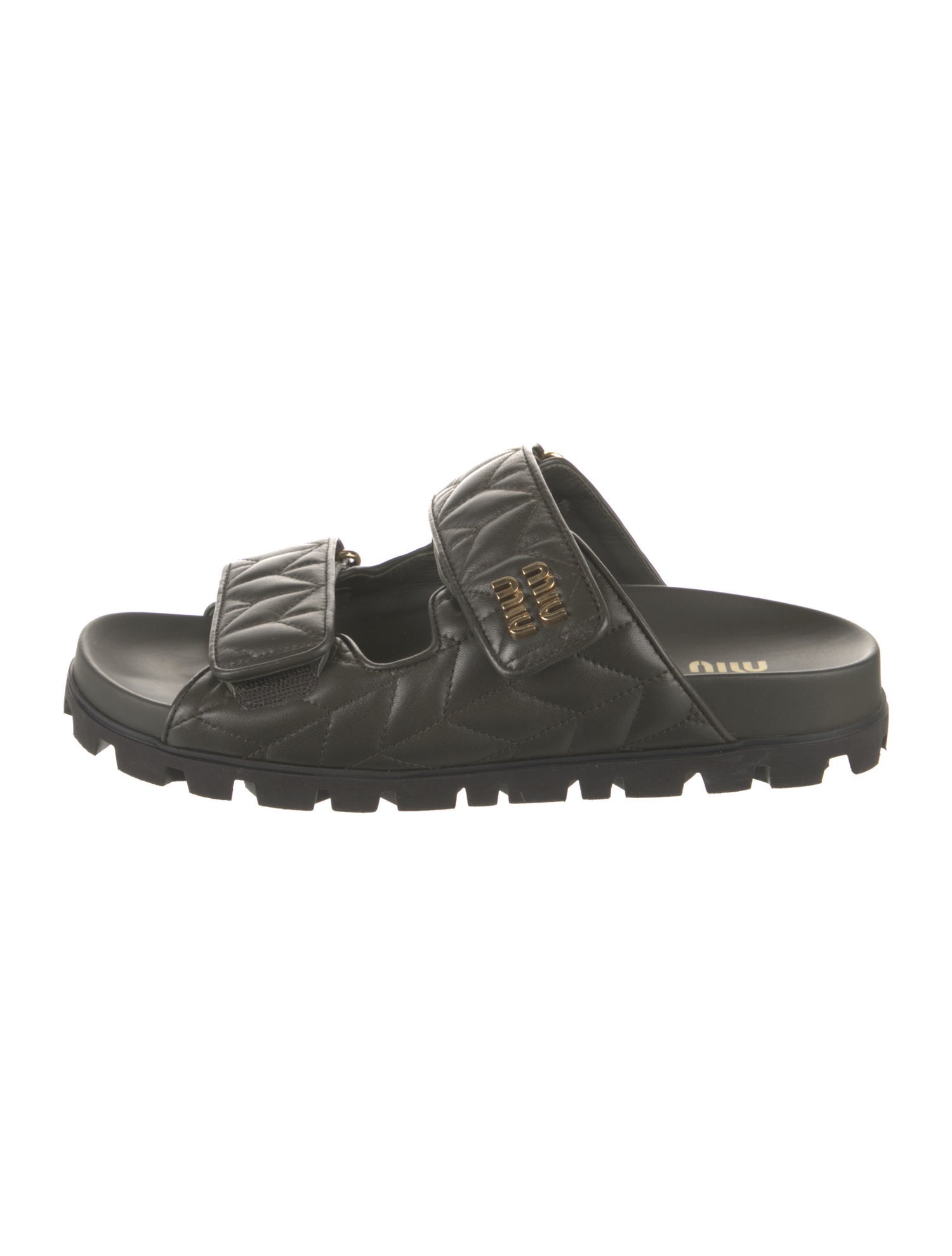 Miu Miu Leather Cutout Accent Slides