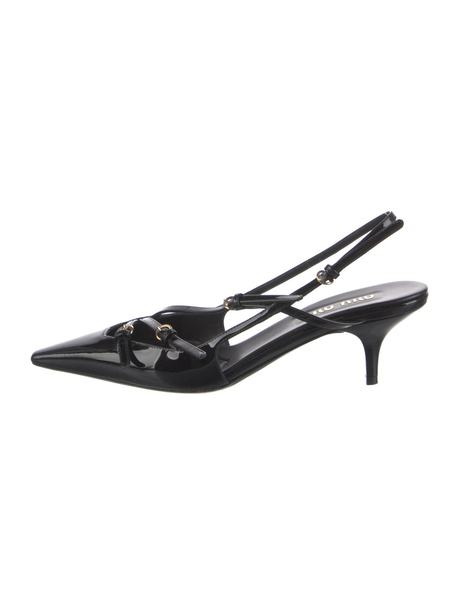 Miu Miu Patent Leather Cutout Accent Slingback Pumps