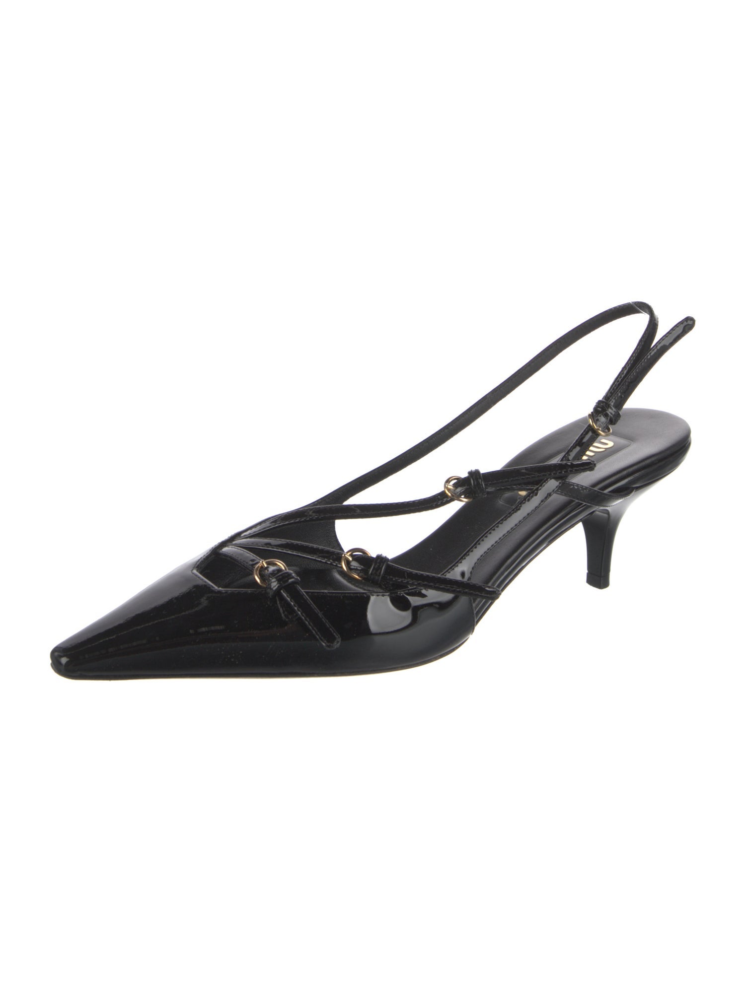 Miu Miu Patent Leather Cutout Accent Slingback Pumps