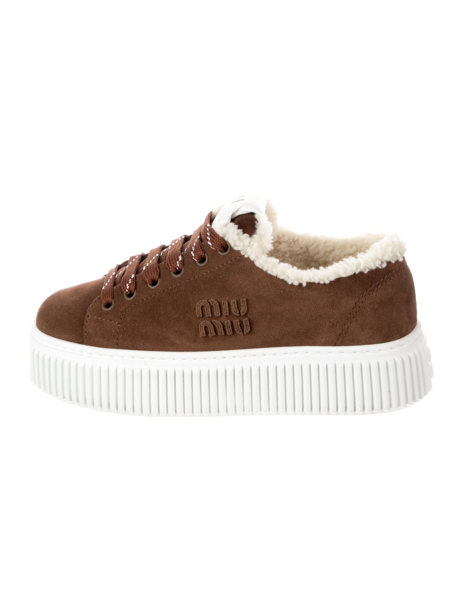 Miu Miu Suede Fur Trim Sneakers