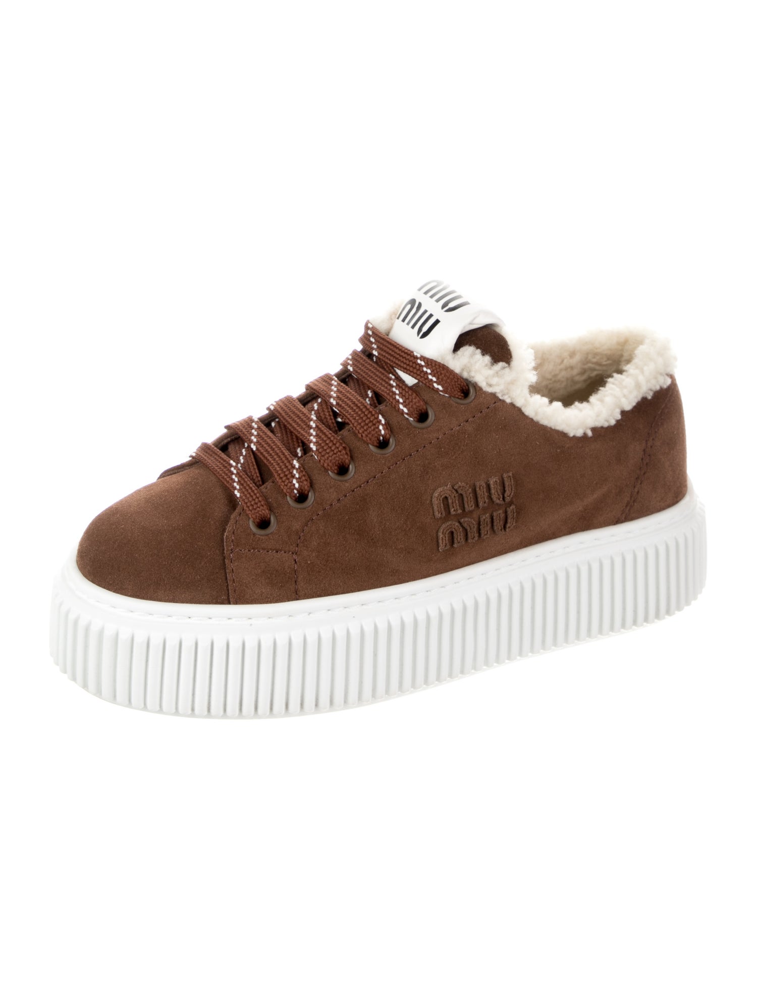 Miu Miu Suede Fur Trim Sneakers