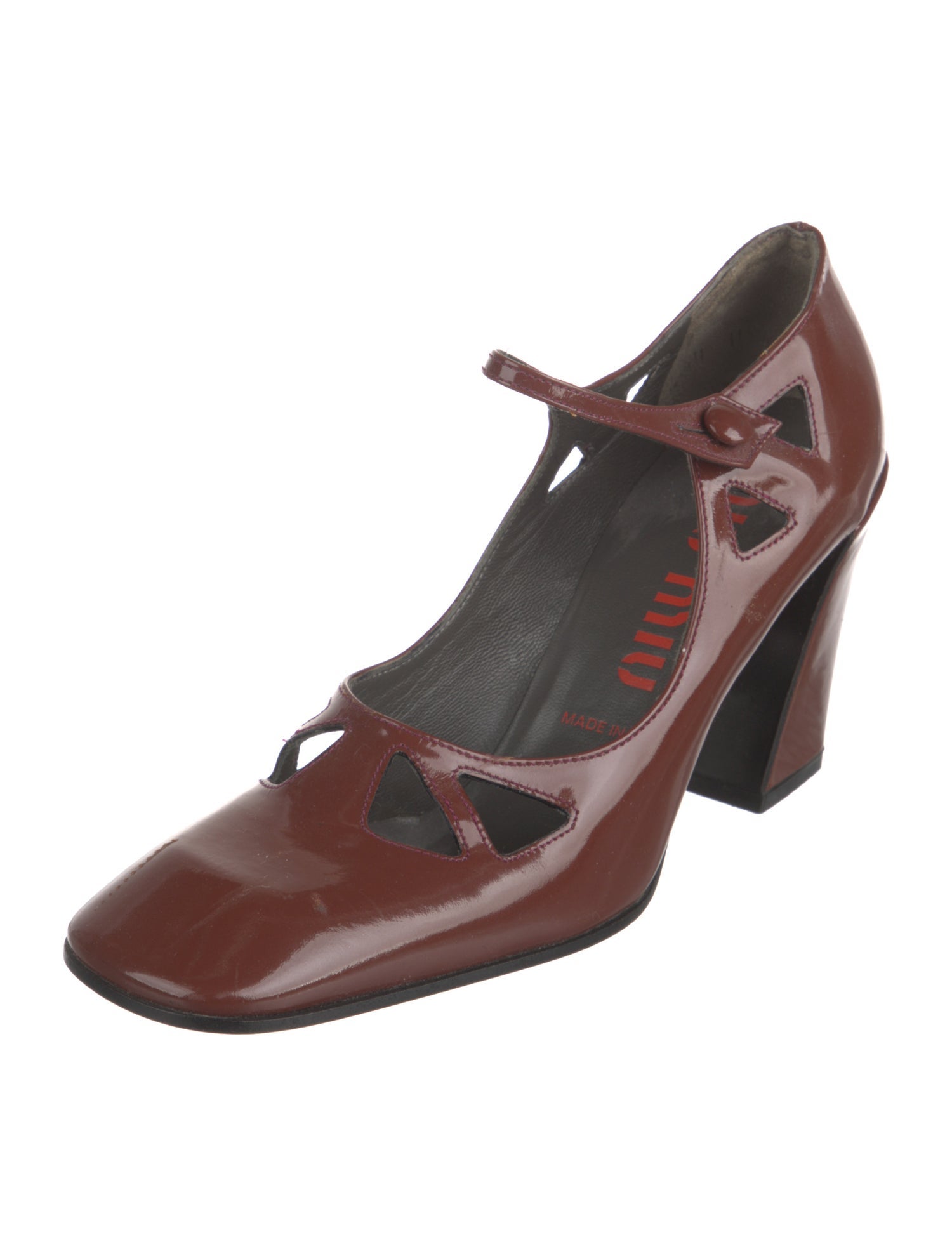 Miu Miu Patent Leather Cutout Accent Pumps