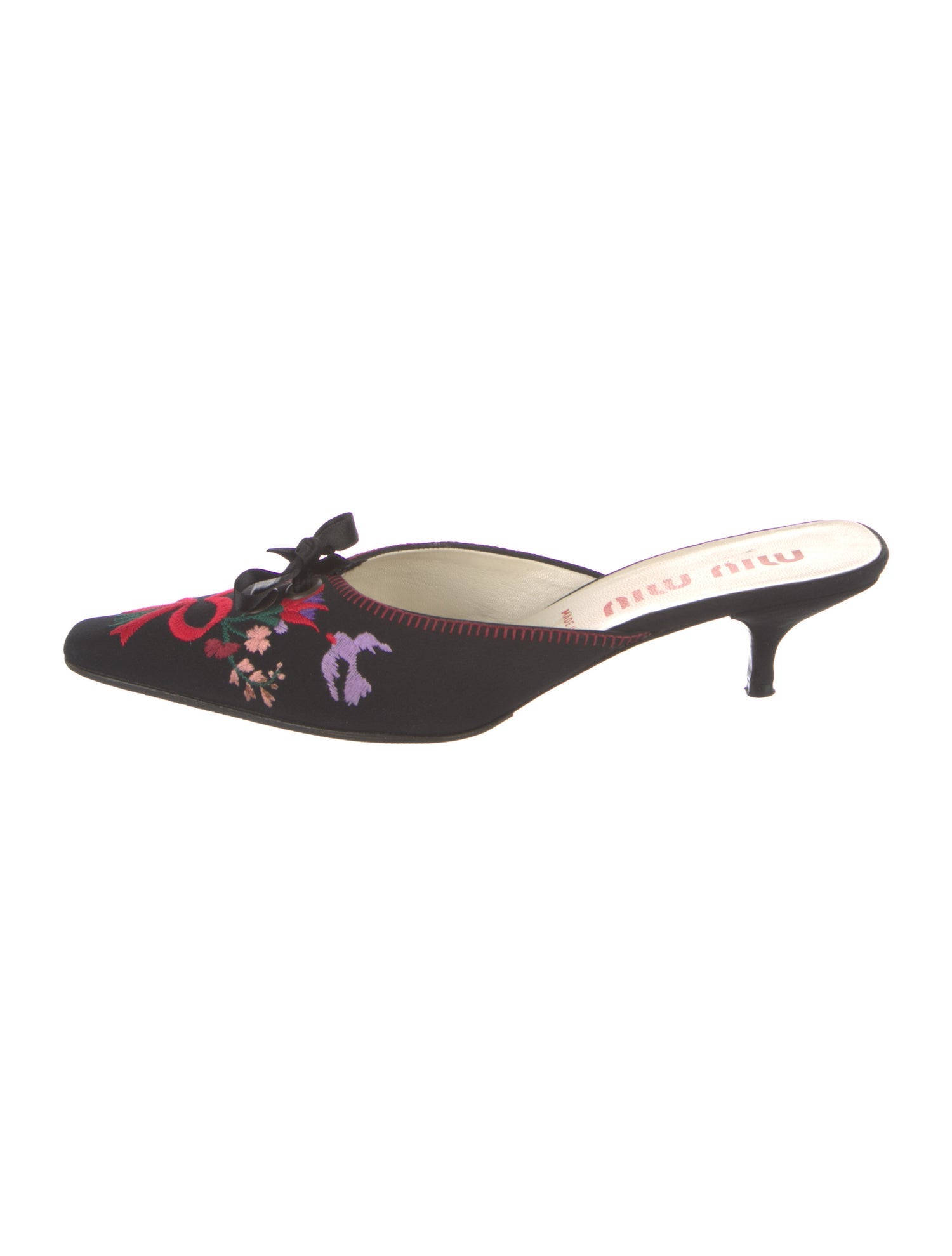 Miu Miu Satin Floral Print Mules