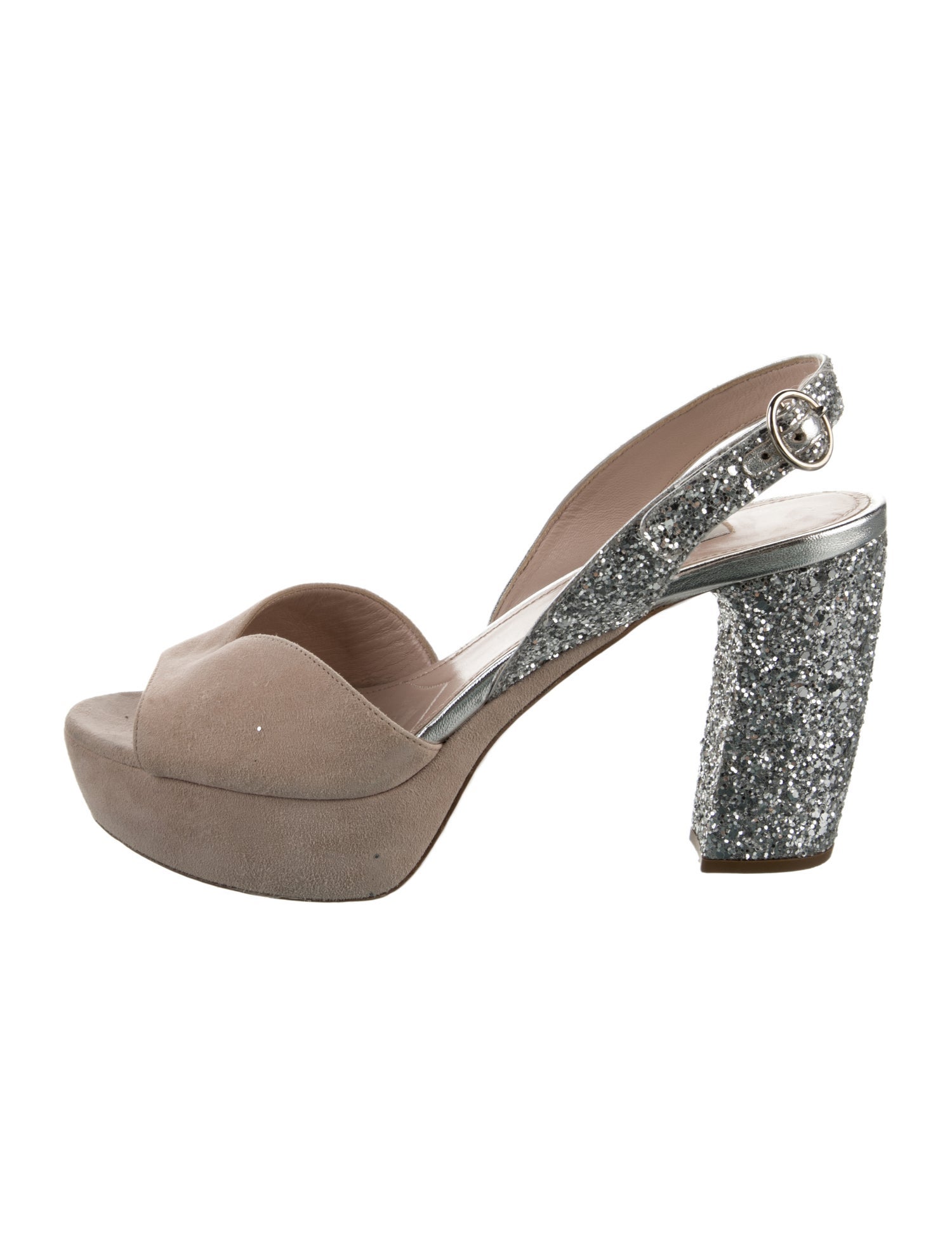 Miu Miu Suede Glitter Accents Slingback Pumps