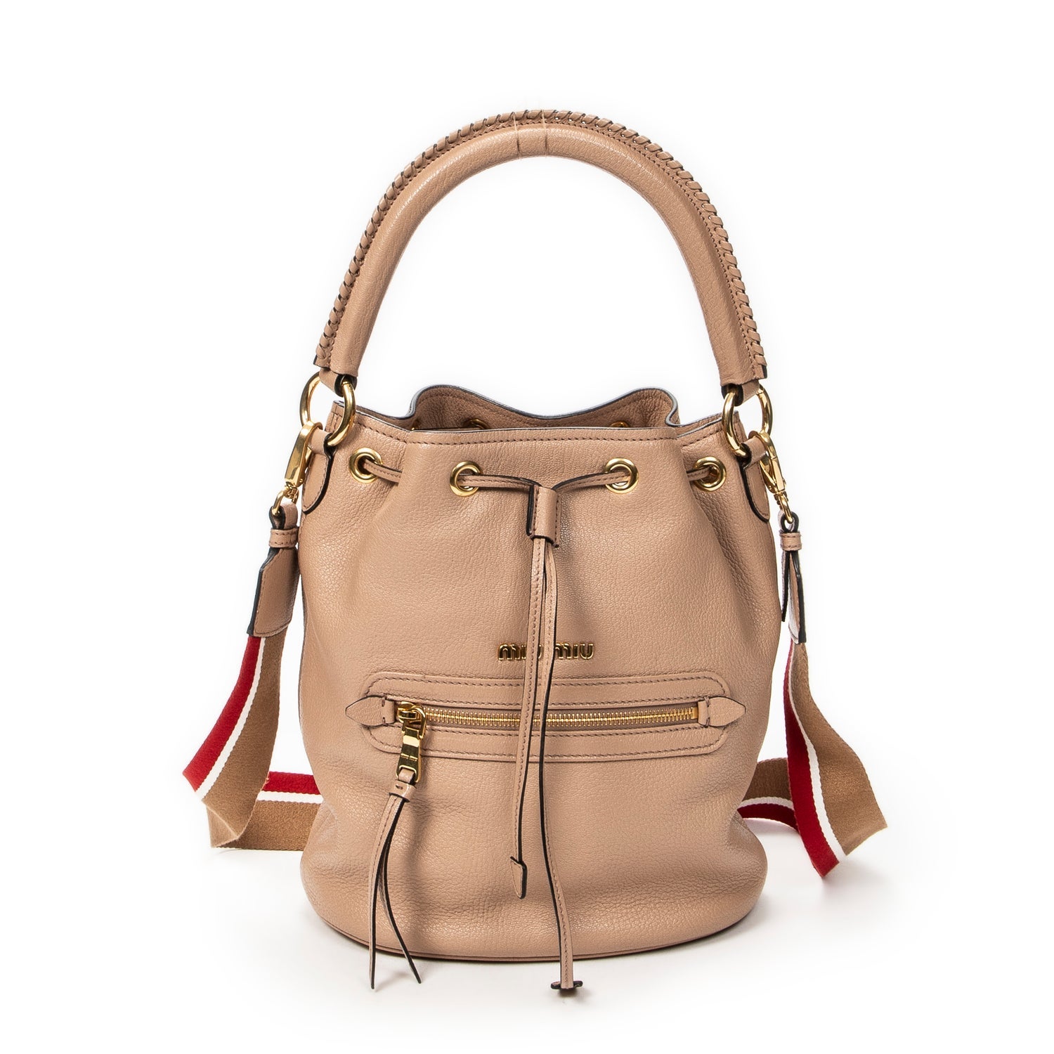 Miu Miu Leather Drawstring Bucket