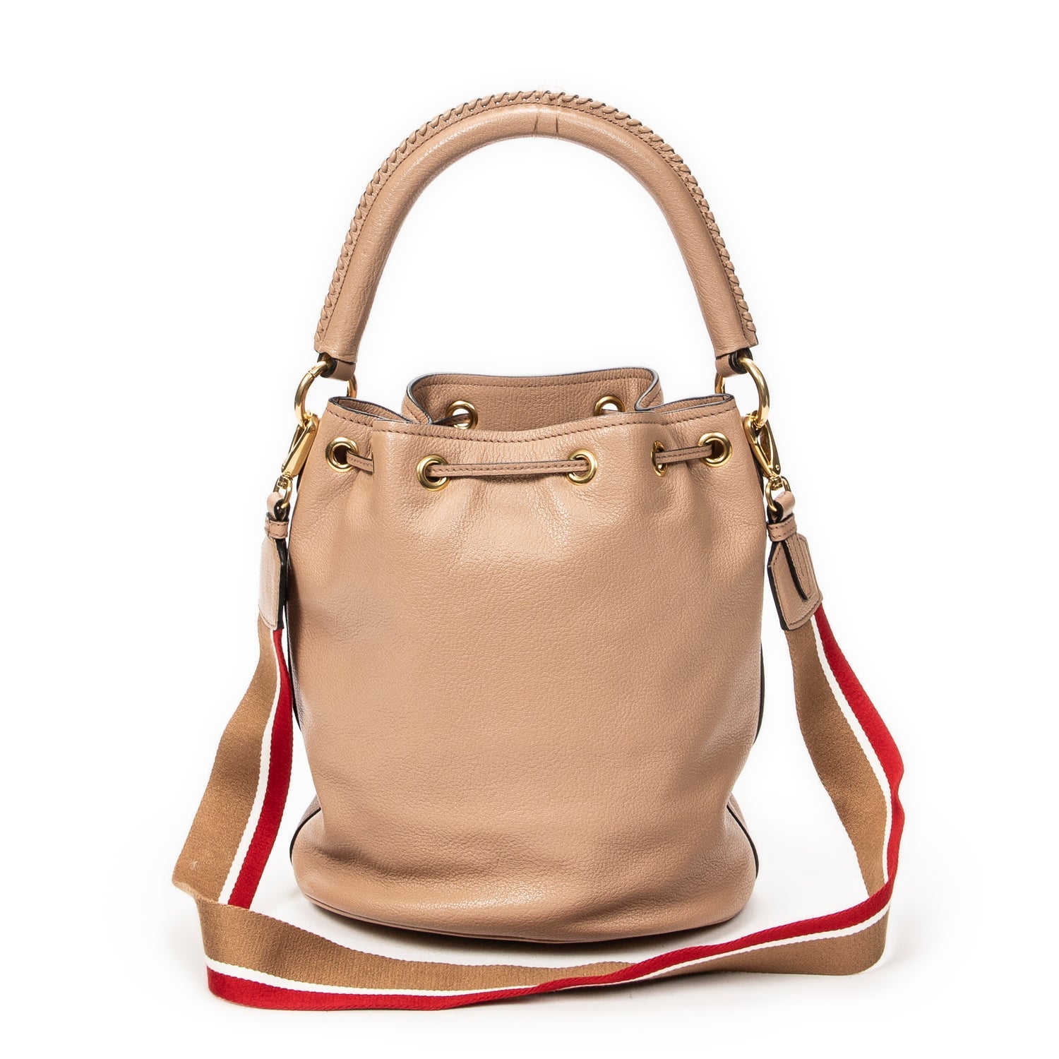 Miu Miu Leather Drawstring Bucket