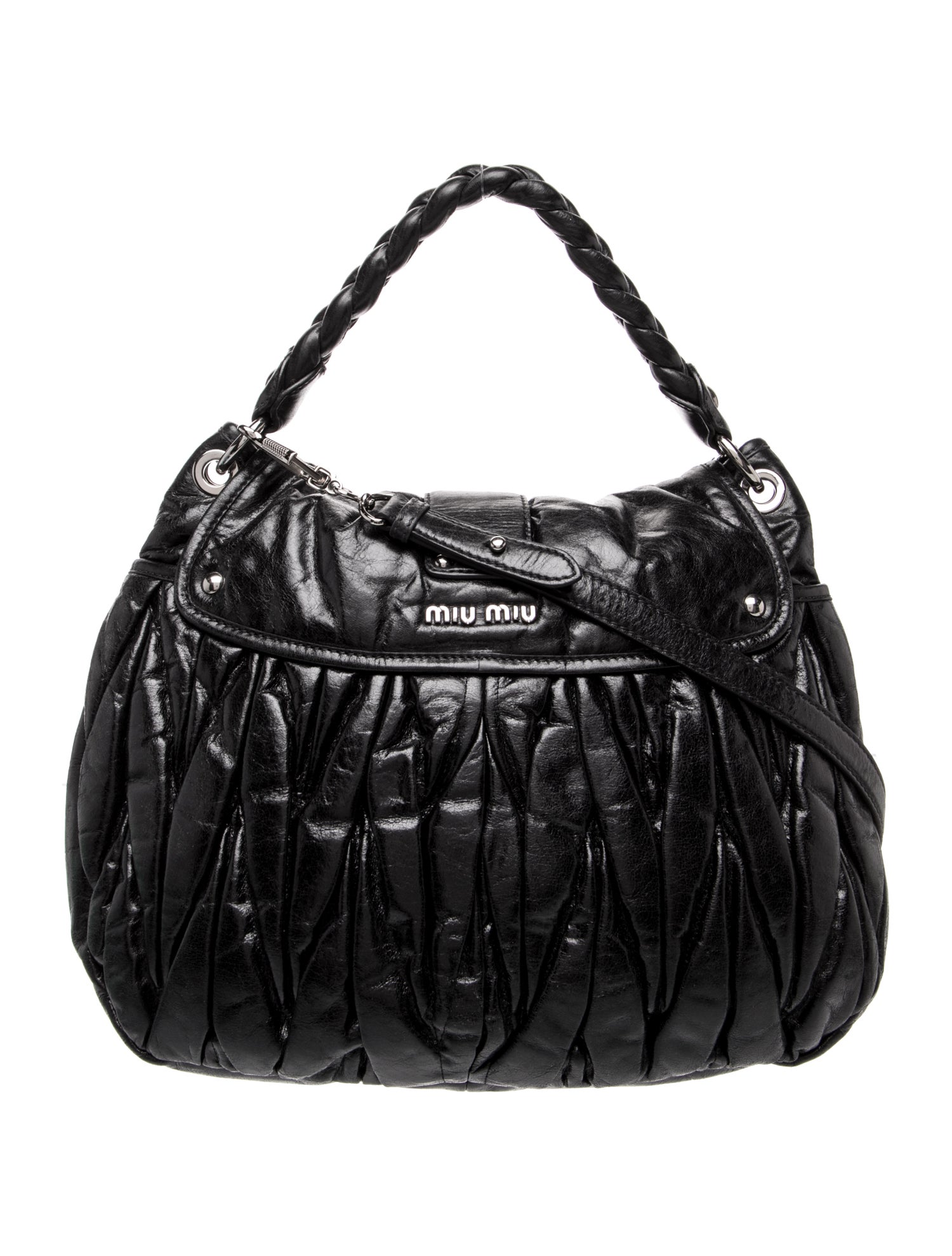 Miu Miu Quilted Matelasse Hobo Bag - Black Handle Bags, Handbags