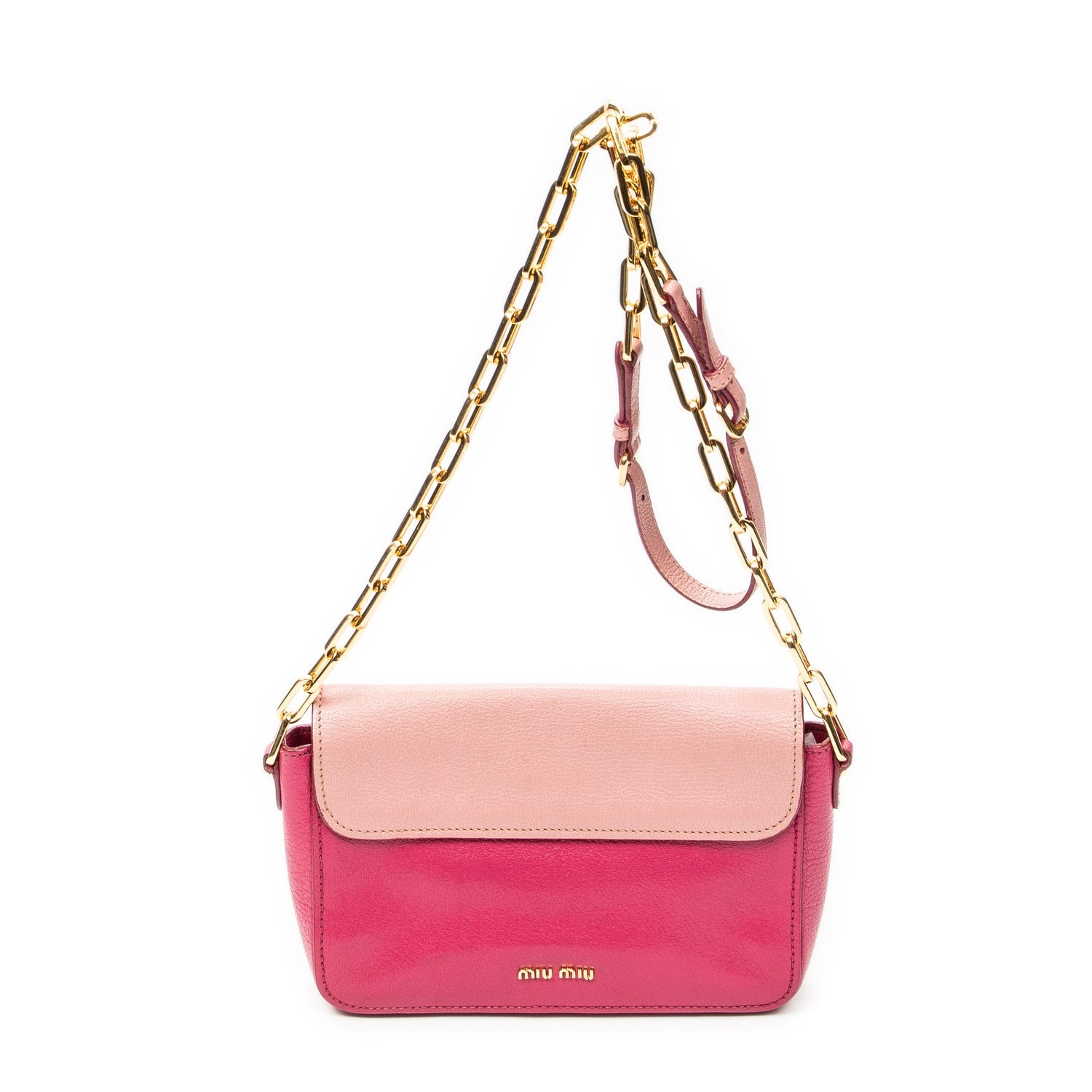 Miu Miu Leather Pushlock Flap Chain Crossbody null - Pink Shoulder