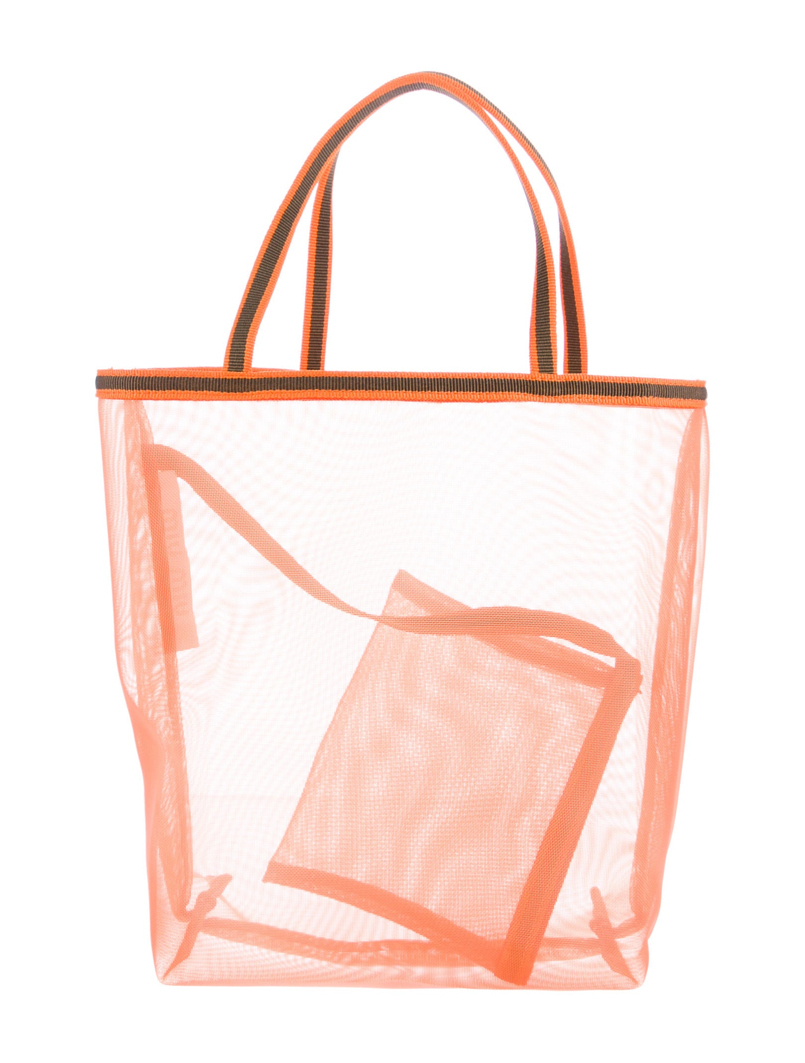 Miu Miu Sheer Mesh Tote - Orange Totes, Handbags - MIU34771 | The