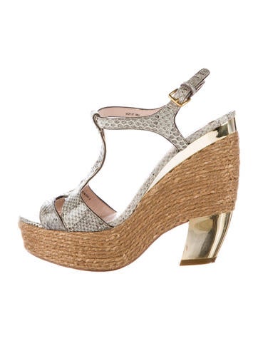 Miu Miu Snakeskin Jute Sandals