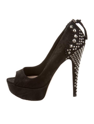 Miu Miu Stud Embellished Peep-Toe Pumps
