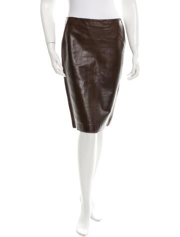 Miu Miu Leather Knee-Length Skirt