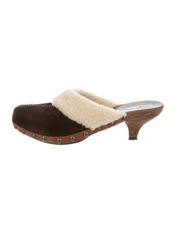 Miu Miu Suede & Shearling Clogs