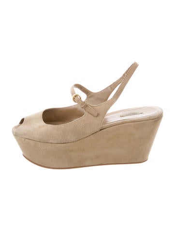 Miu Miu Suede Peep-Toe Wedges