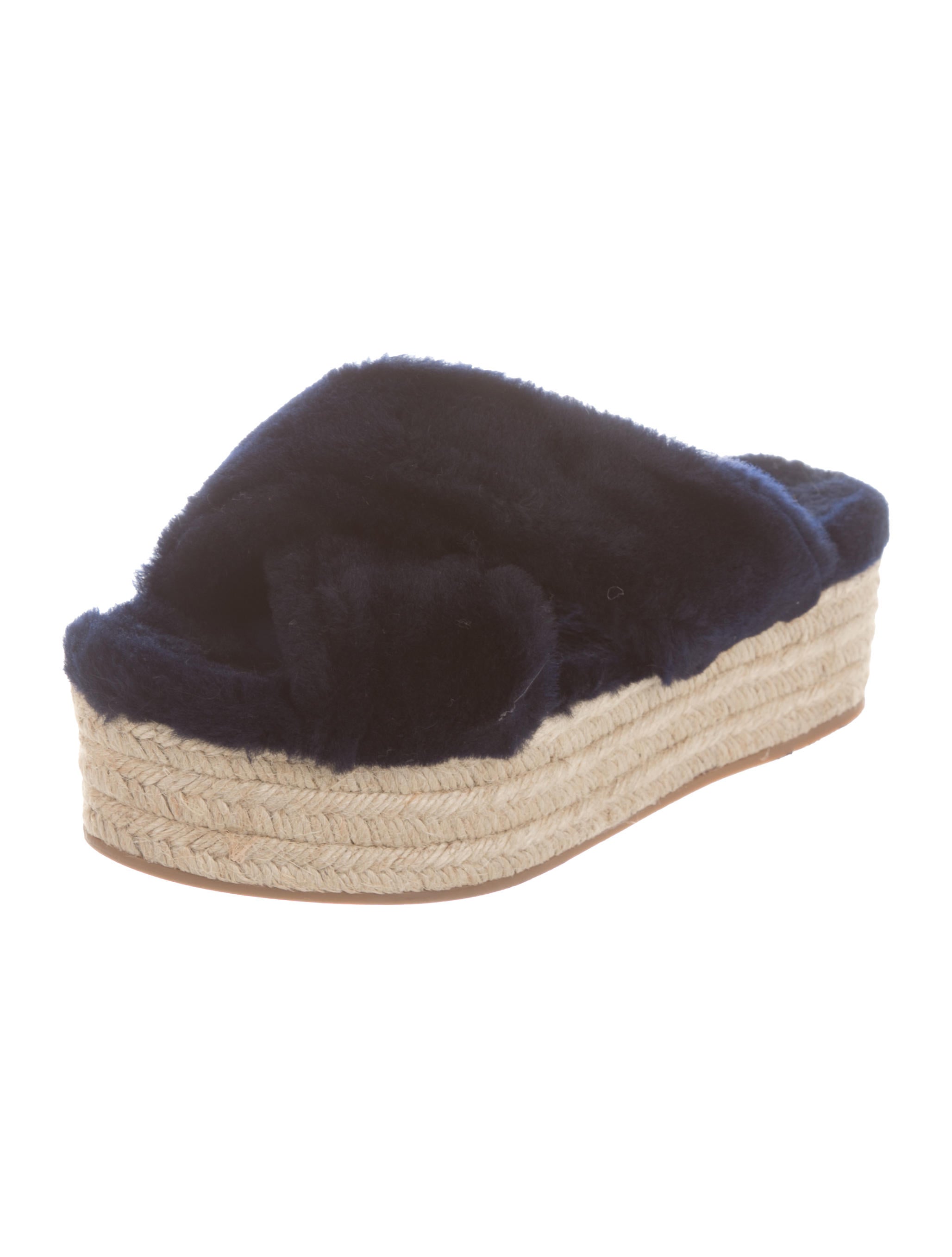 Miu Miu Shearling Espadrille Wedge Sandals