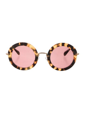 Miu Miu Tortoiseshell Round Sunglasses