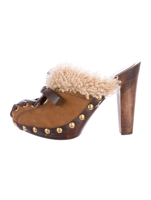 Miu Miu Shearling Lace-Up Clogs